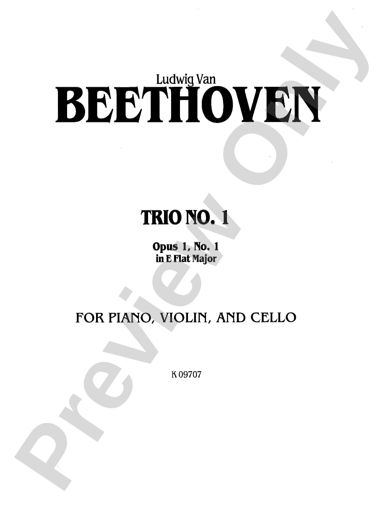 Beethoven: Trio No. 1, Op. 1, No. 1, in E flat Major (for piano, violin, and cello)