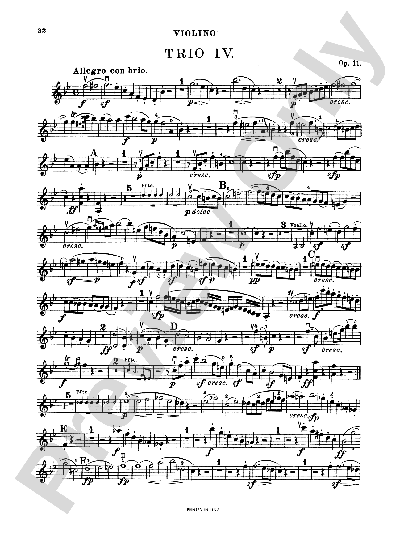Beethoven: Trio No. 4, Op. 11, in B flat Major (for piano, violin, and cello)