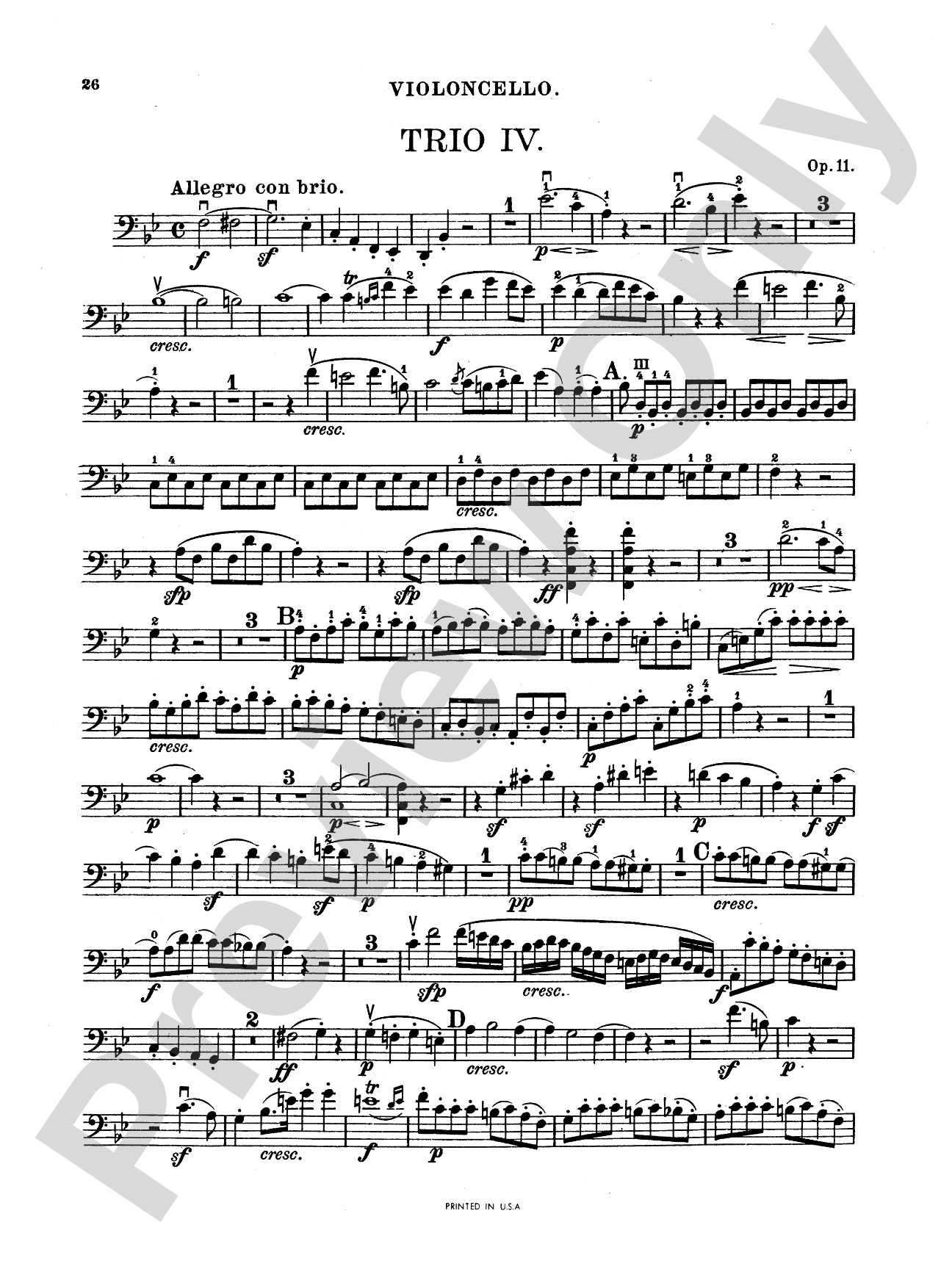 Beethoven: Trio No. 4, Op. 11, in B flat Major (for piano, violin, and cello)