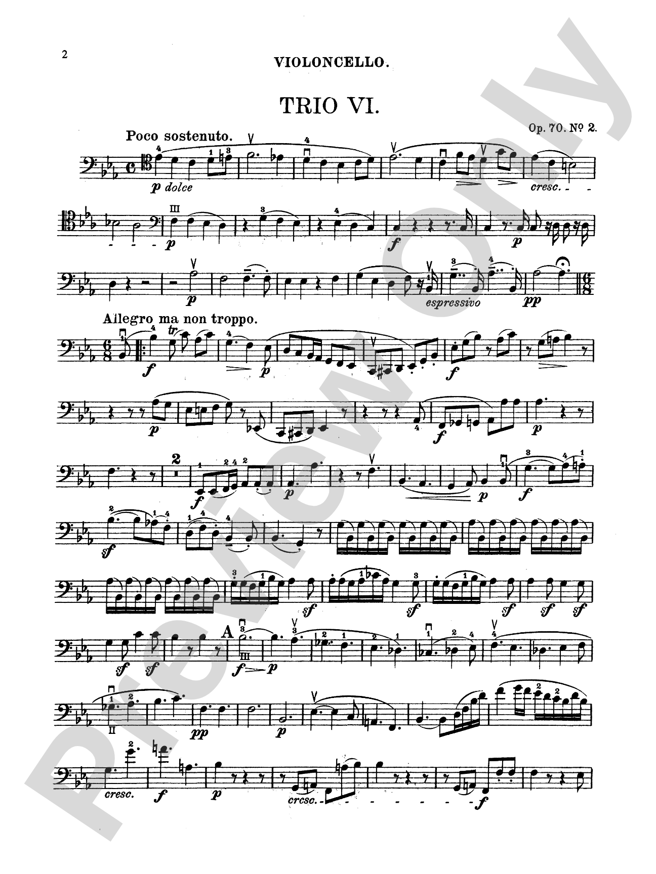 Beethoven: Trio No. 6, in E flat Major, Op. 70, No. 2 (for piano, violin, and cello)
