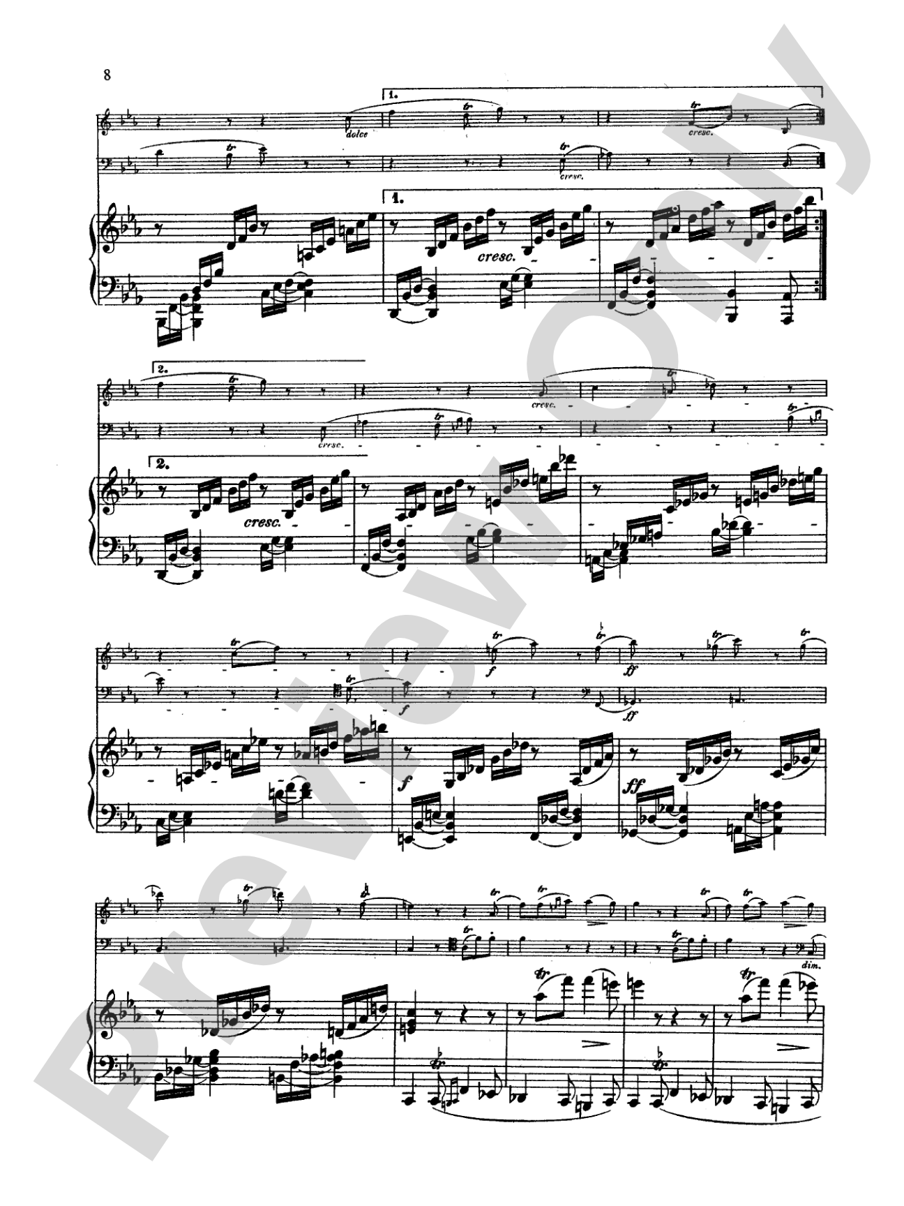 Beethoven: Trio No. 6, in E flat Major, Op. 70, No. 2 (for piano, violin, and cello)
