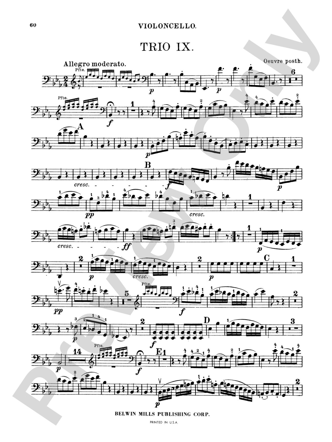 Beethoven: Trio No. 9, in E flat Major (for piano, violin, and cello)