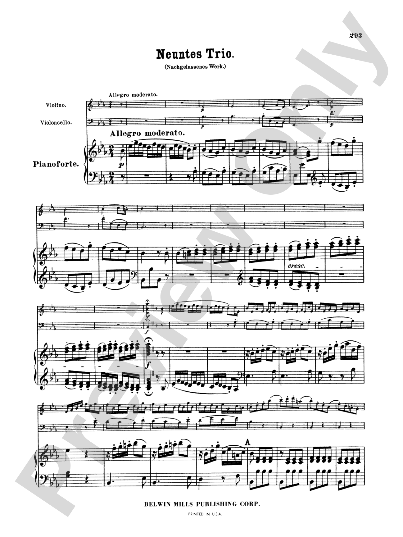 Beethoven: Trio No. 9, in E flat Major (for piano, violin, and cello)