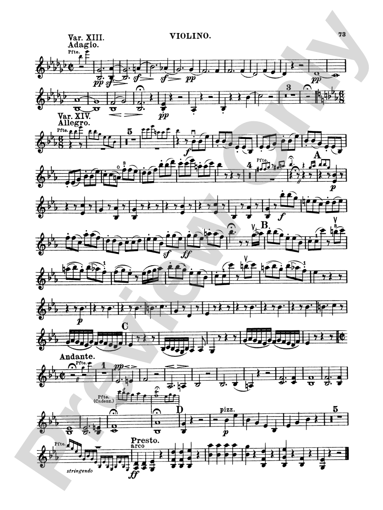 Beethoven: Trio No. 10, in E flat Major, 14 Variations (for piano, violin, and cello): Chamber Trio
