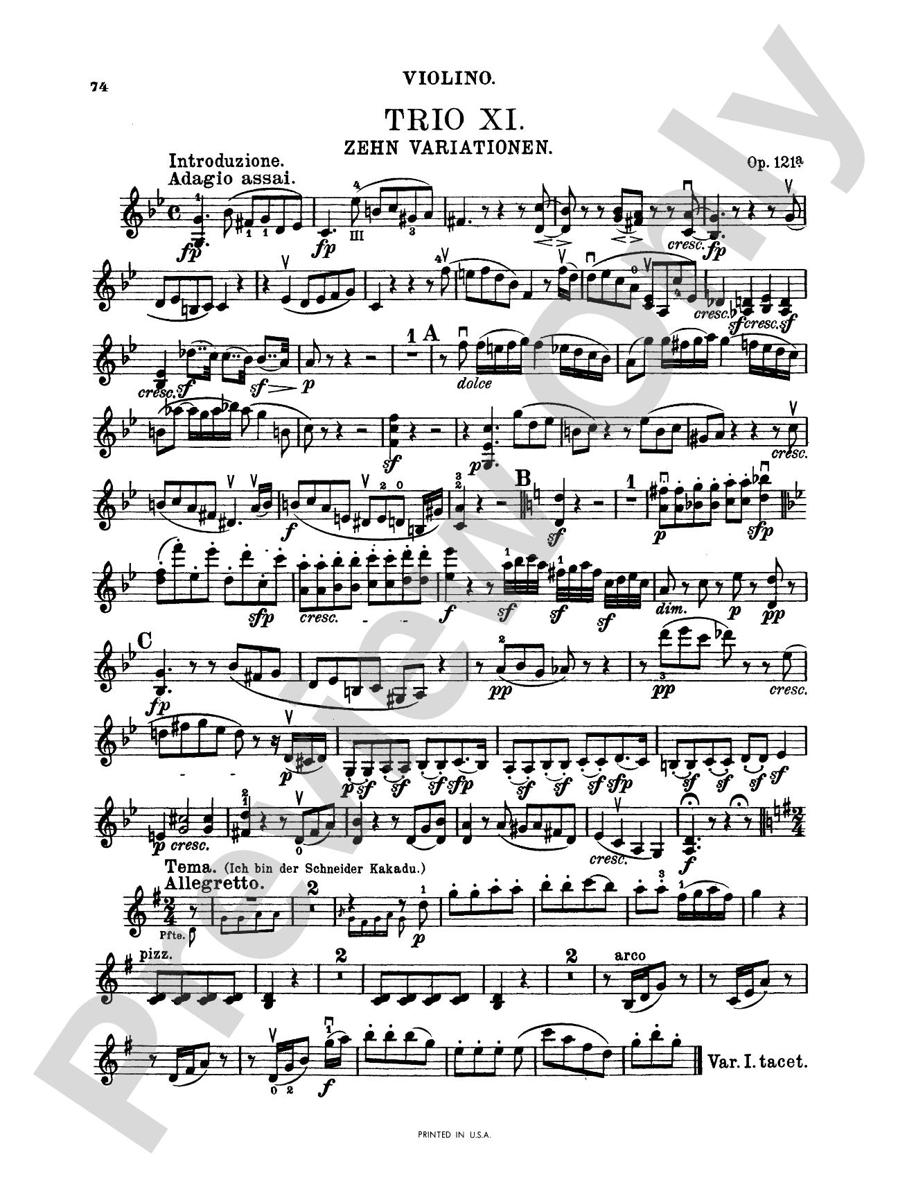 Beethoven: Trio No. 11, Op. 121a, in G Major (for piano, violin, and cello): Chamber Trio Book