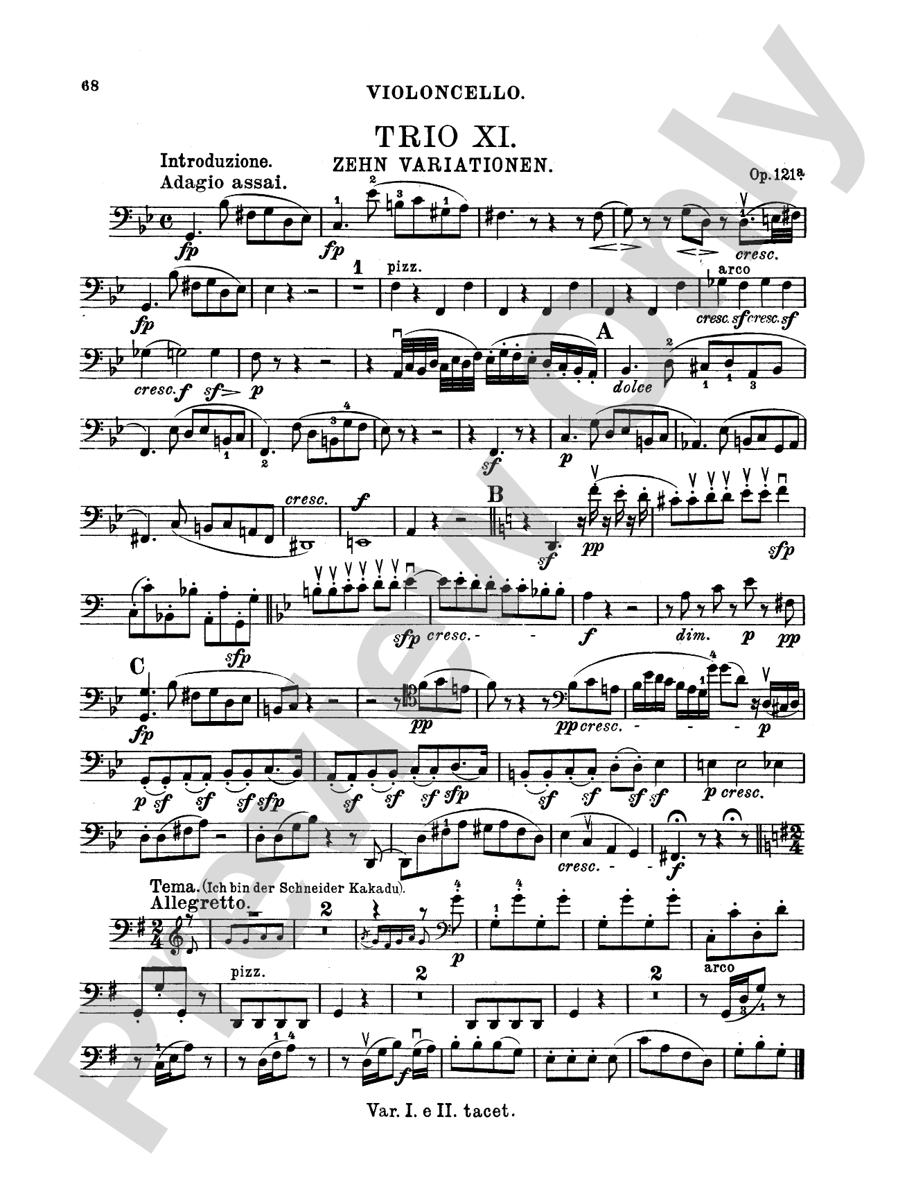 Beethoven: Trio No. 11, Op. 121a, in G Major (for piano, violin, and cello)