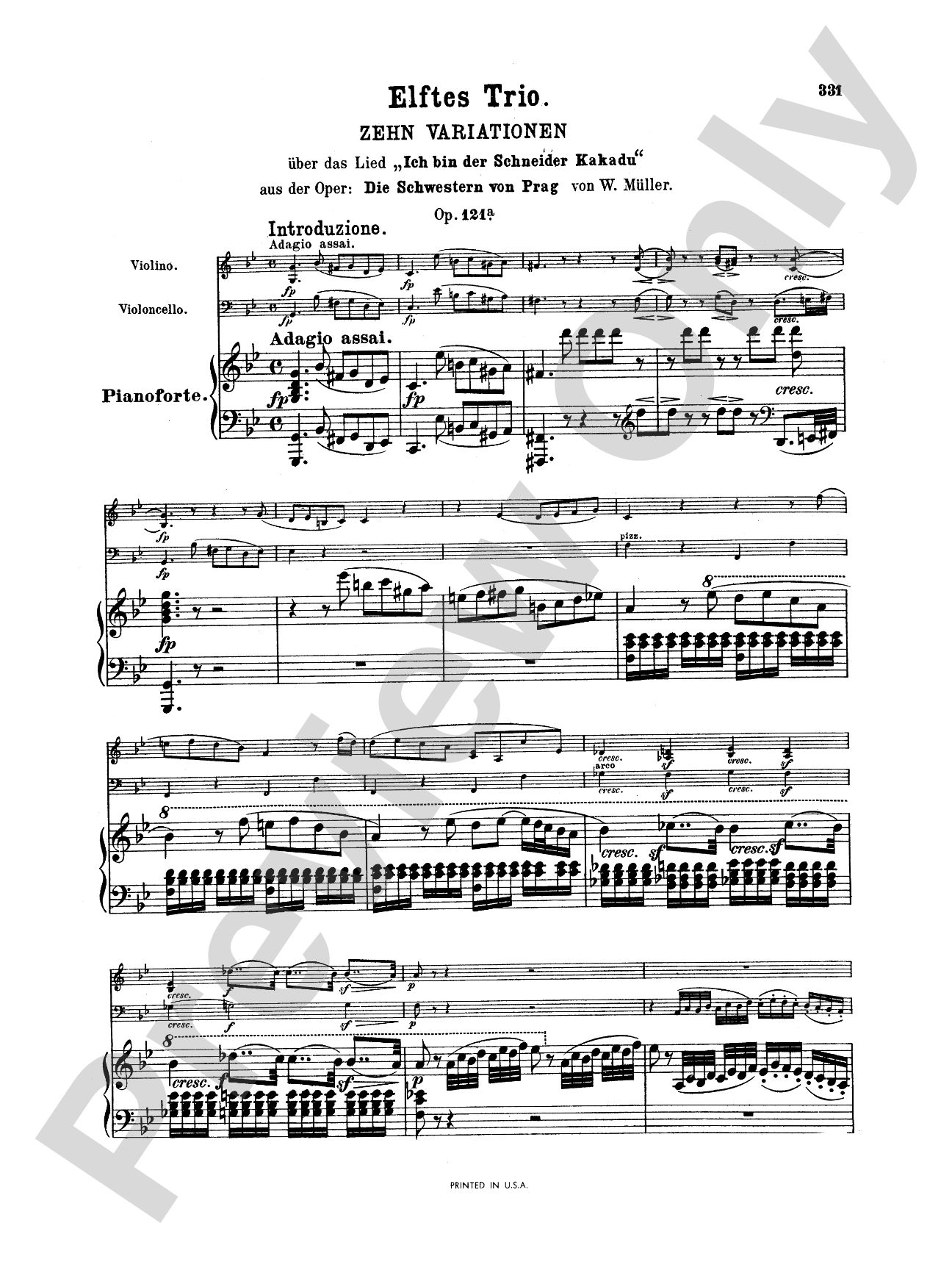 Beethoven: Trio No. 11, Op. 121a, in G Major (for piano, violin, and cello)