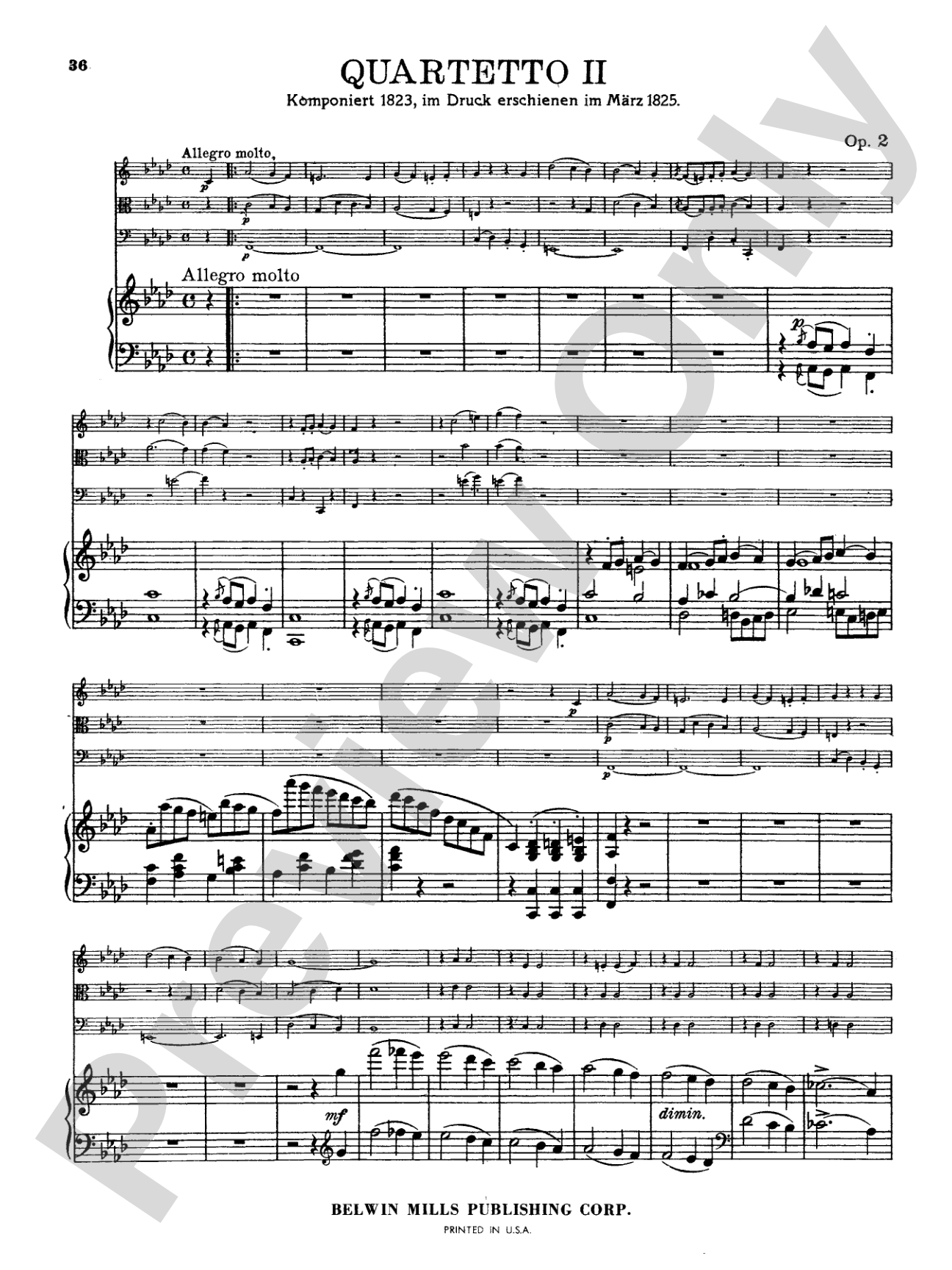 Mendelssohn: Piano Quartet No. 2 in F Minor, Op. 2: Chamber Quartet Book