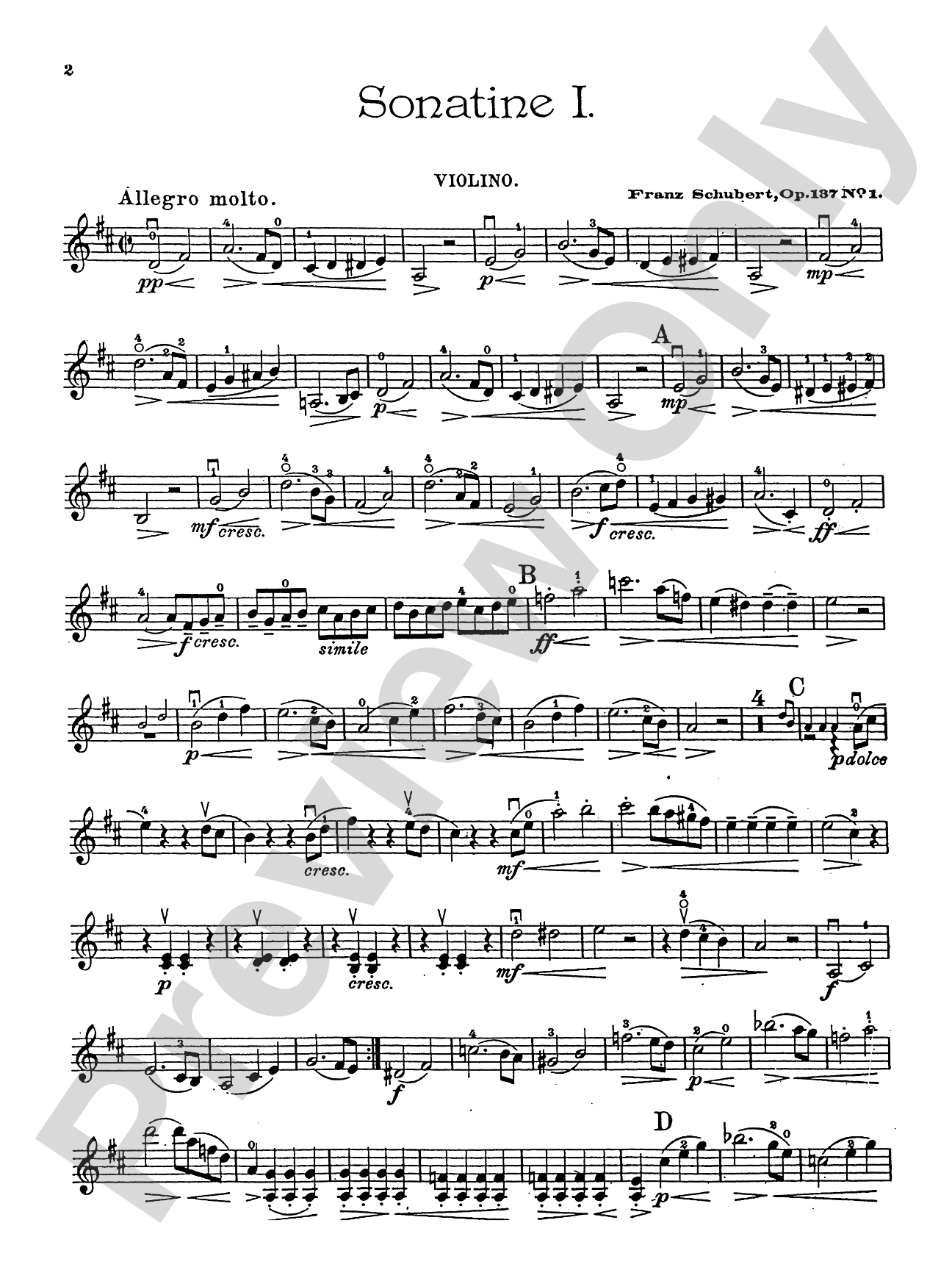 Schubert: Three Sonatas, Op. 137: Violin Book