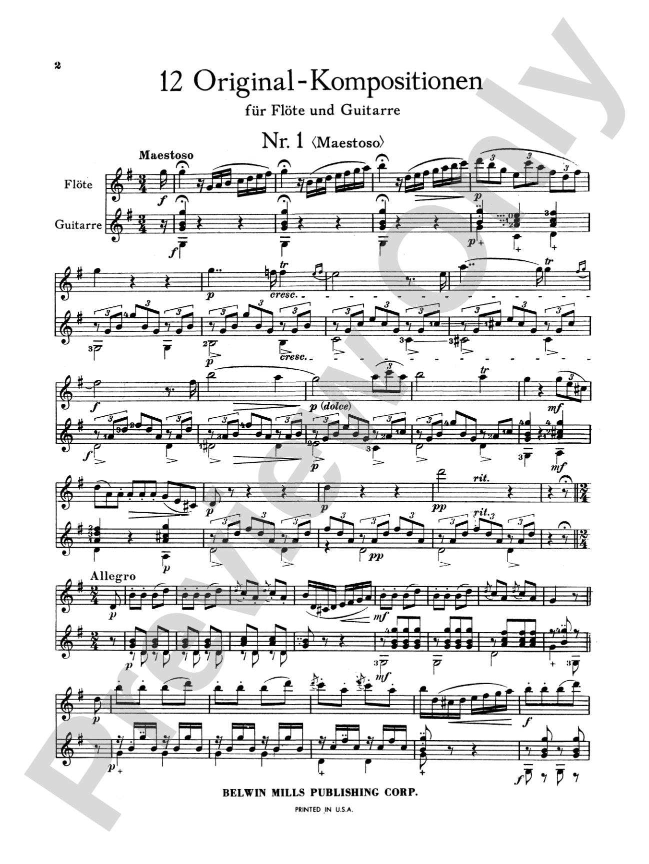 Furstenau: Twelve Original Compositions, Op. 34: Guitar Book