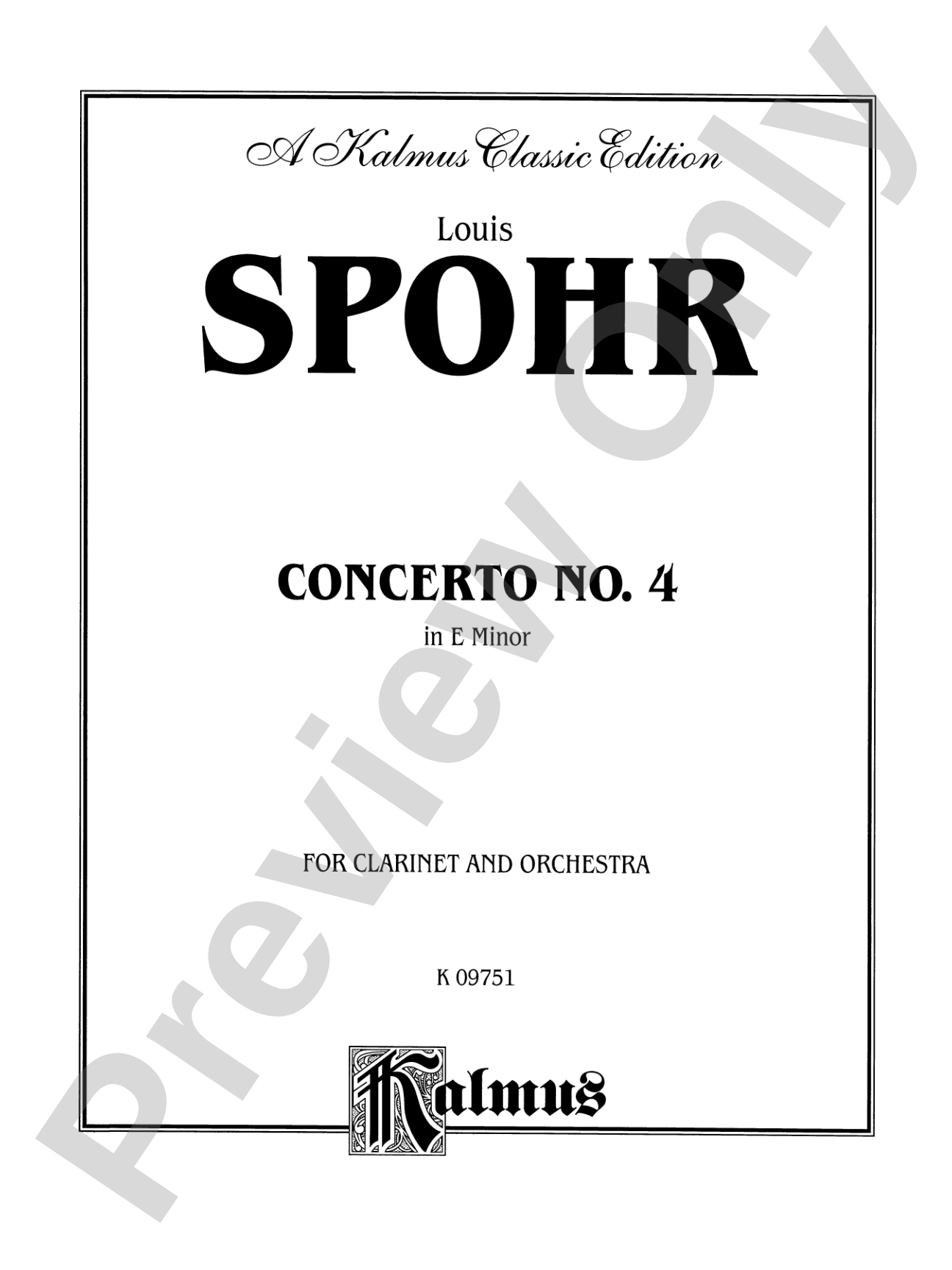 Spohr: Concerto No. 4 in E Minor: Clarinet Part(s)
