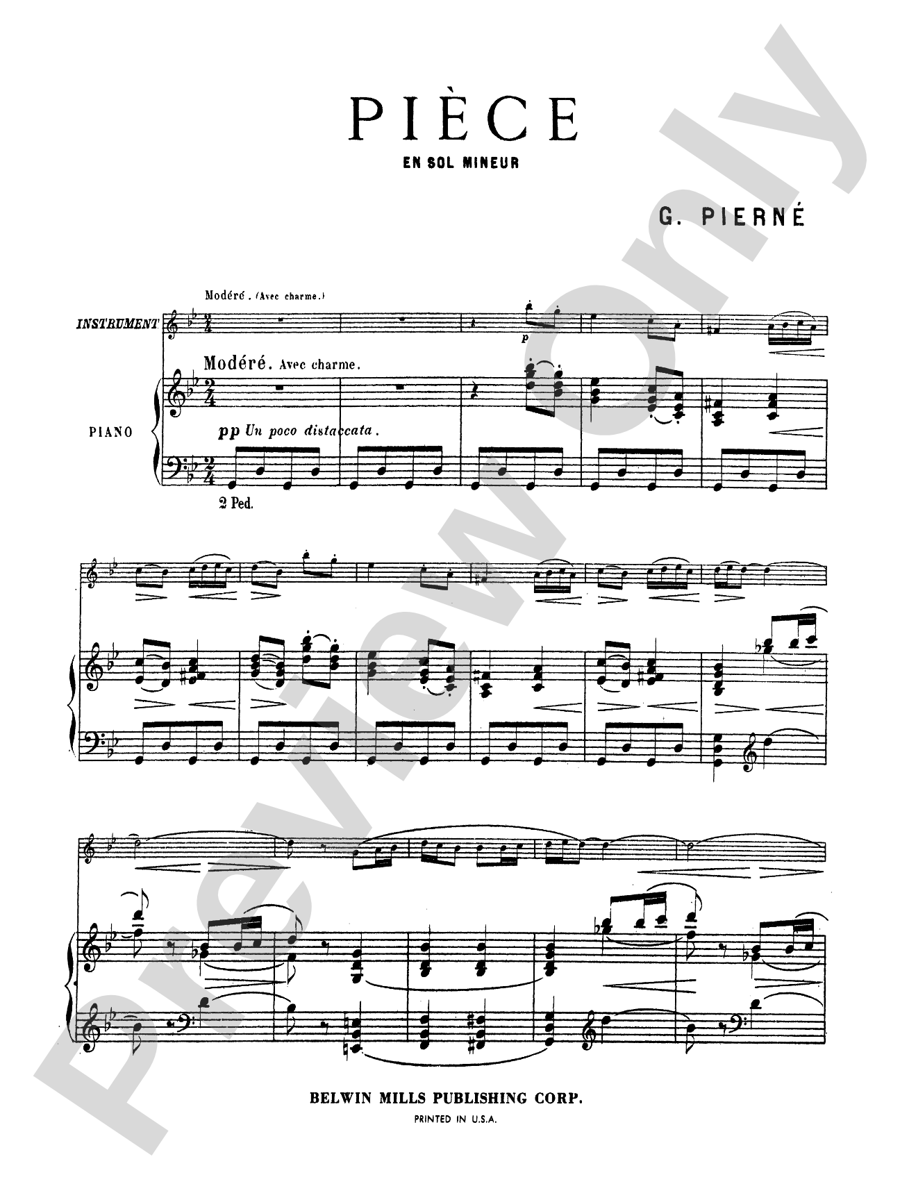 Pierné: Pièce in G Minor: Clarinet Part(s)