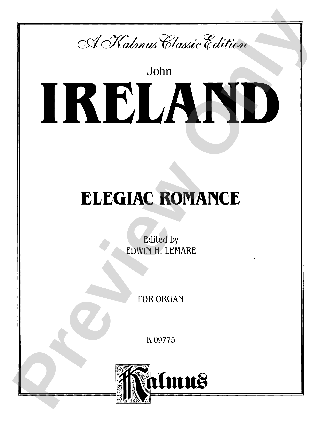 Ireland: Elegiac Romance: Organ Sheet