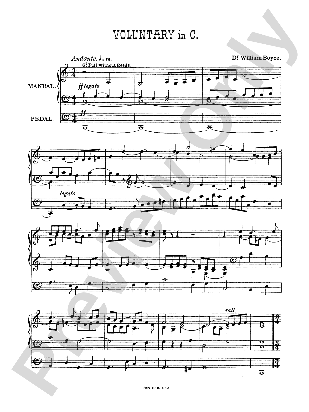 Boyce: Two Voluntaries (Ed. West): Organ Sheet