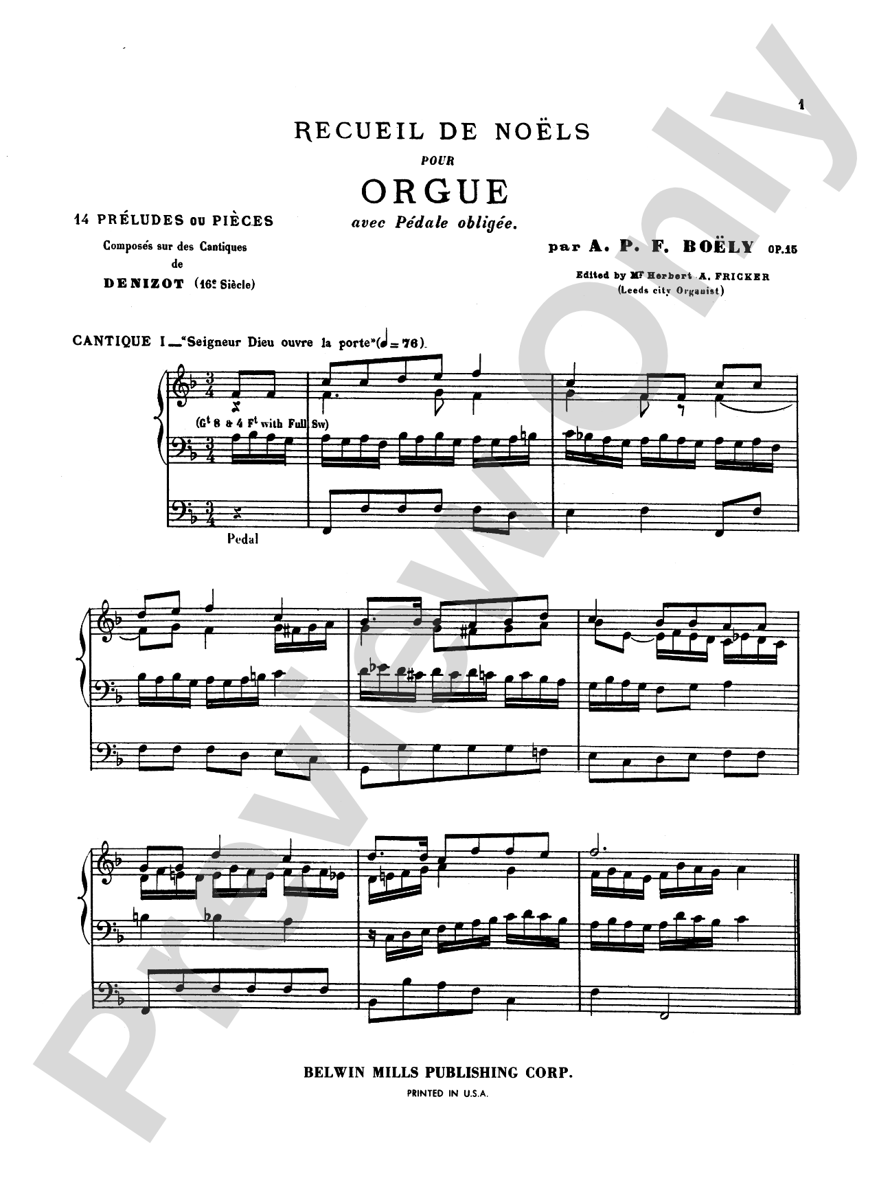 Boëly: Album of Noels, Op. 14: Organ Book