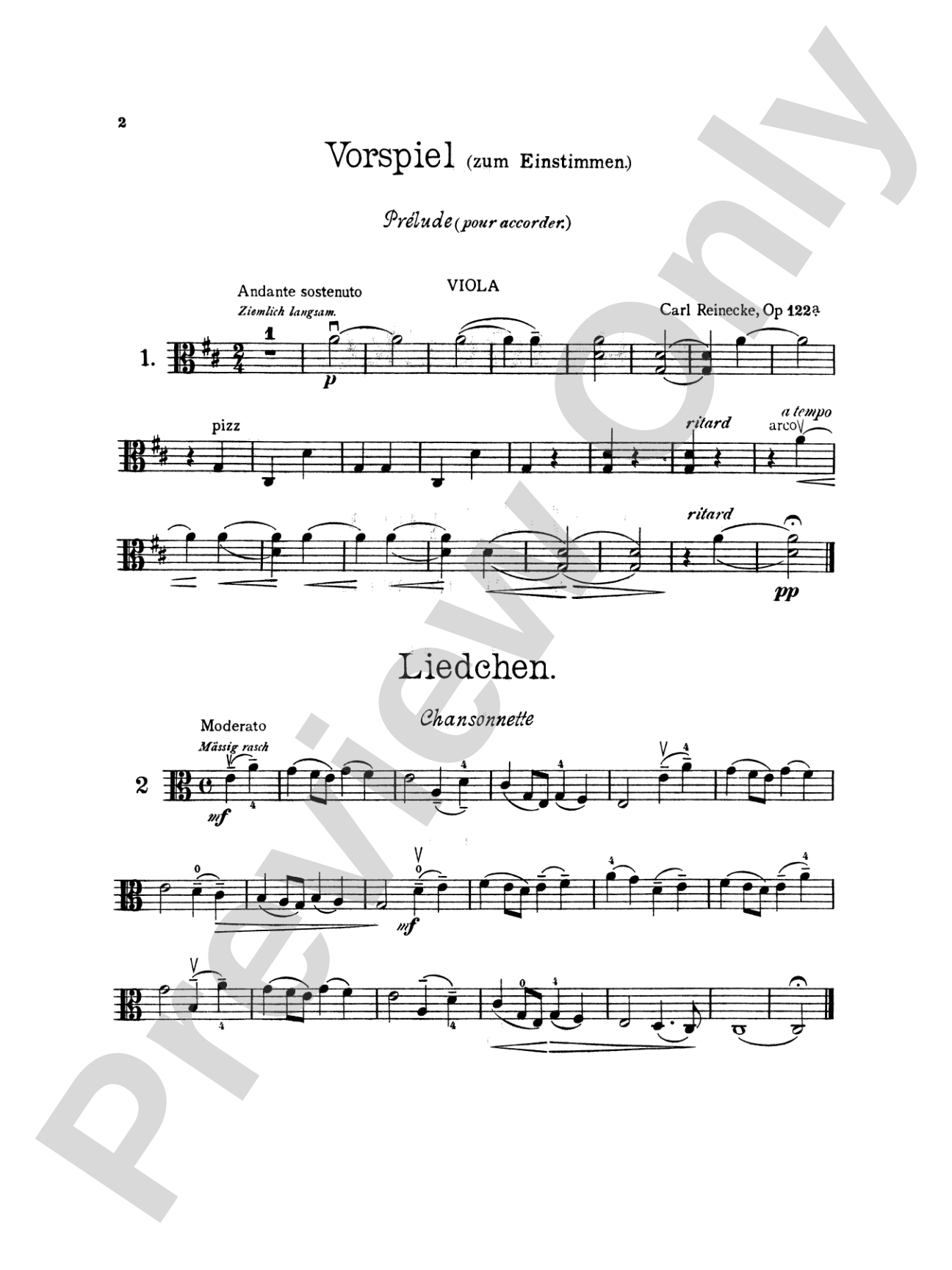 Reinecke: Ten Little Pieces (Petits Morceaux), Op. 122A: Viola Book