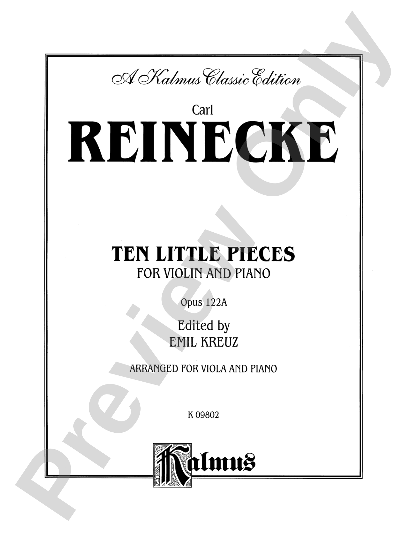 Reinecke: Ten Little Pieces (Petits Morceaux), Op. 122A