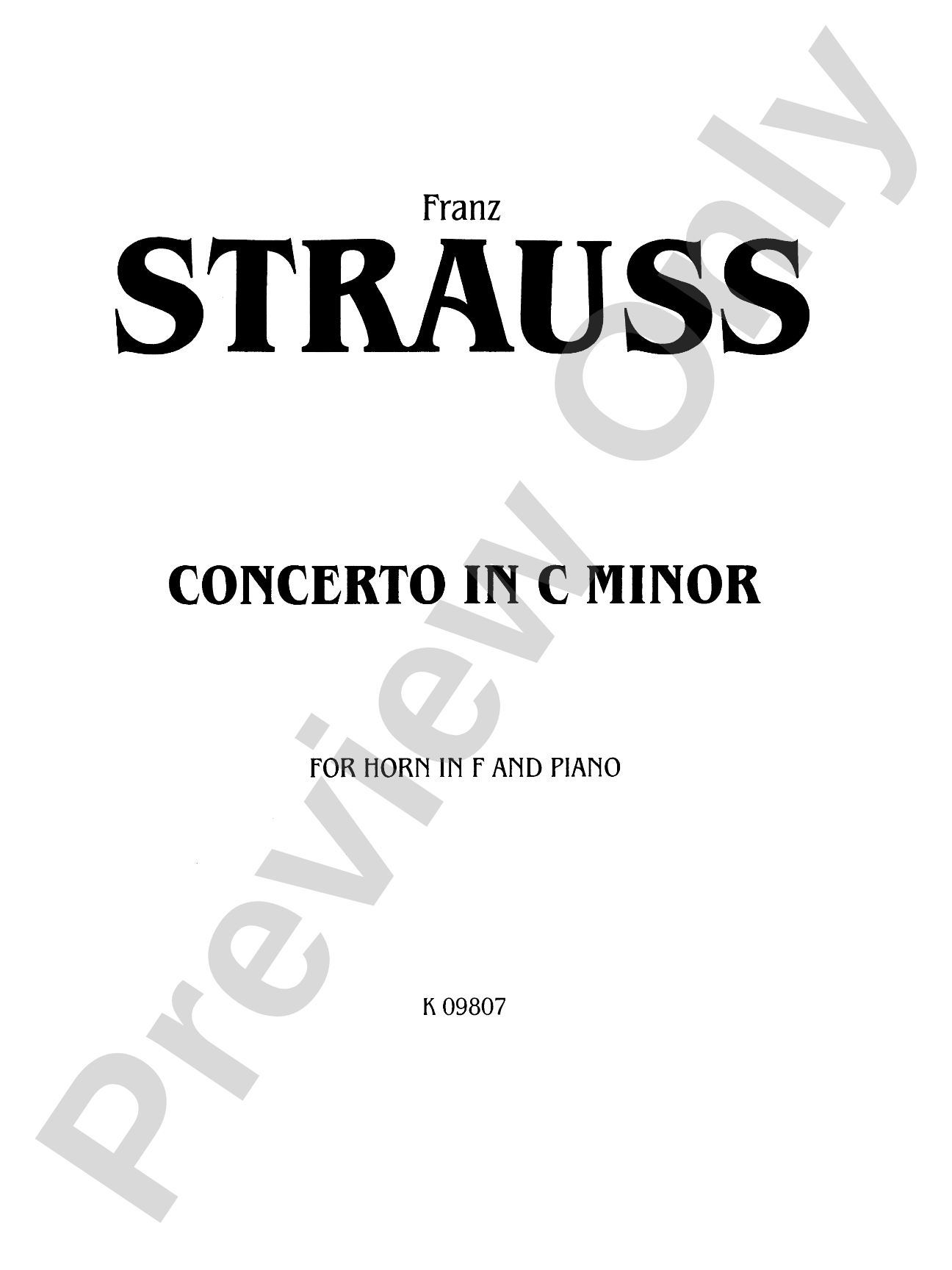 Strauss: Concerto in C Minor, Op. 8: French Horn Part(s)