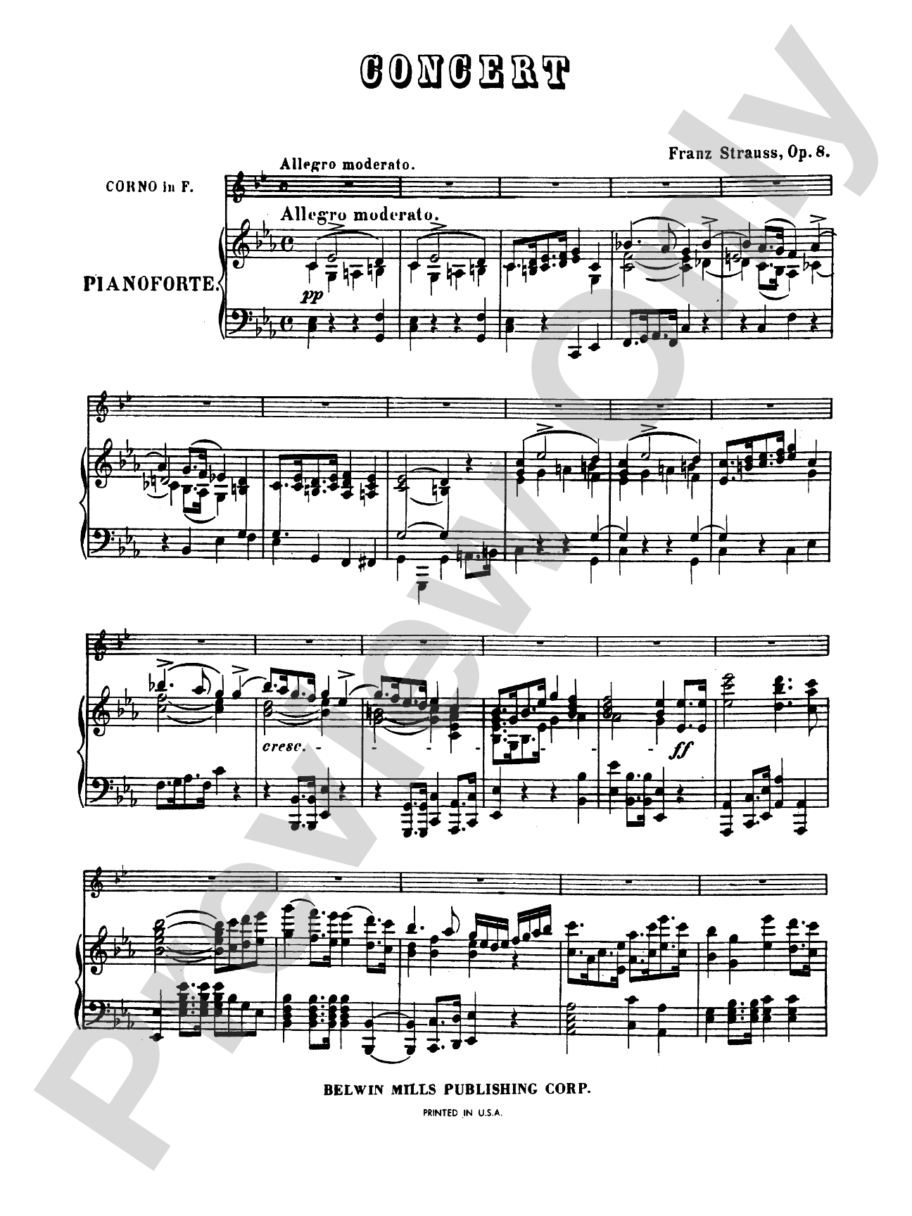 Strauss: Concerto in C Minor, Op. 8: French Horn Part(s)