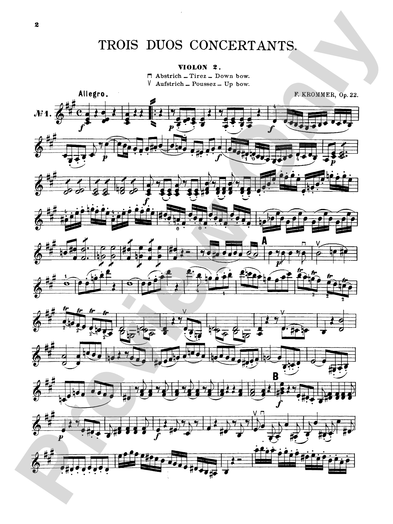 Krommer: Three Duos Concertants, Op. 22: Violin Book