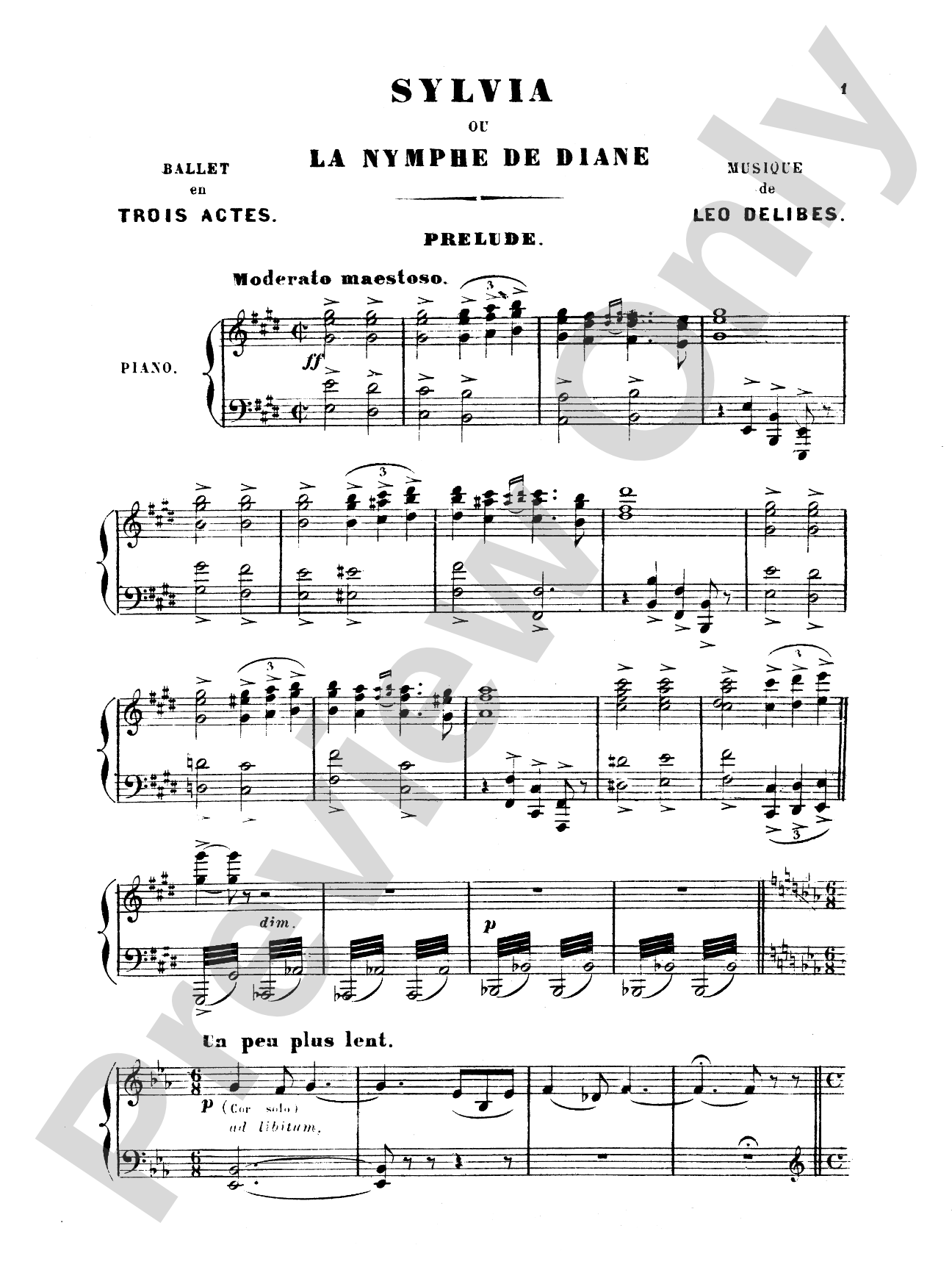 Delibes: Sylvia: Piano Book
