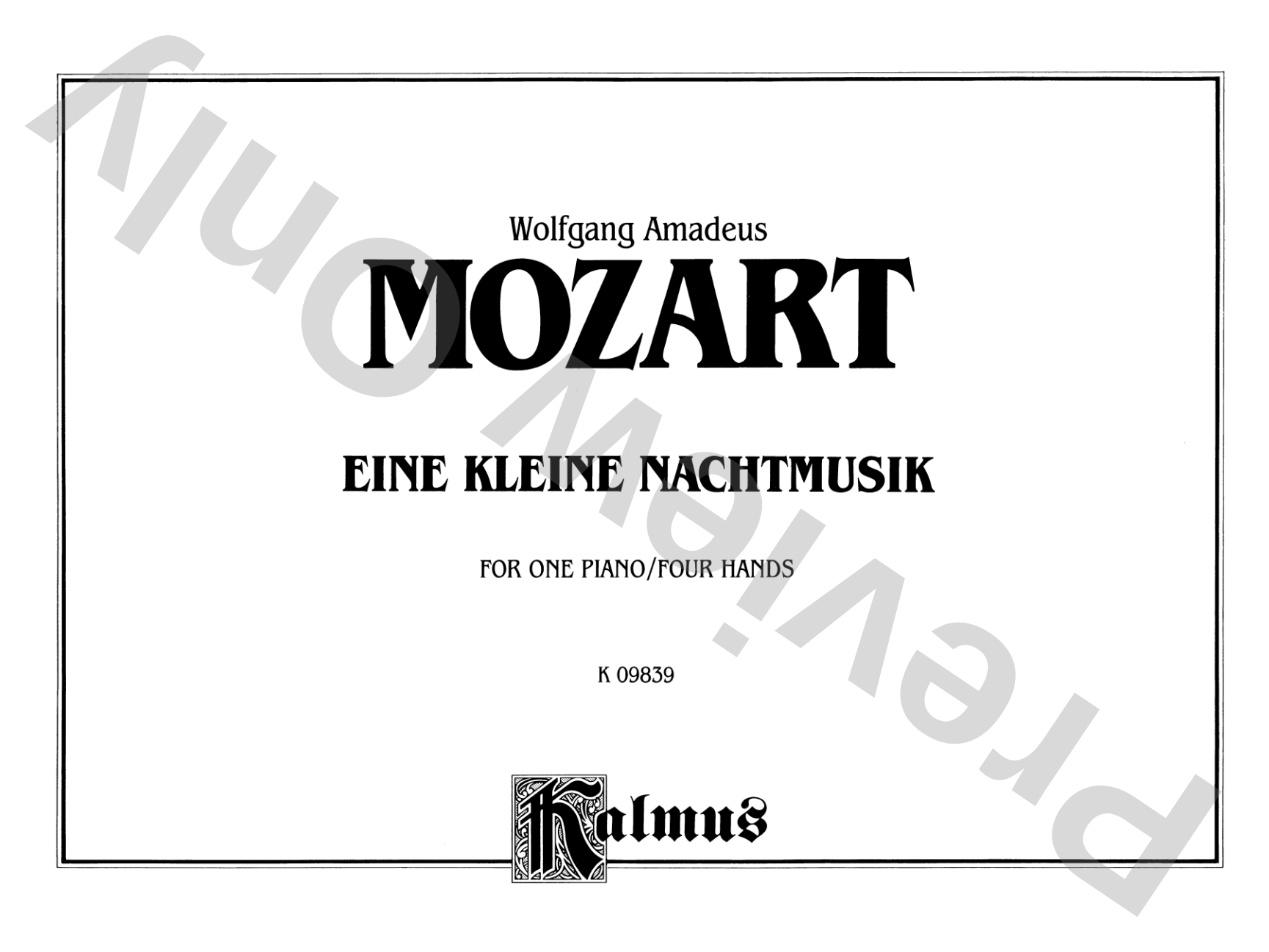 Mozart: Eine Kleine Nachtmusik (K.525): Piano Duet (1 Piano, 4 Hands) Comb Bound Book