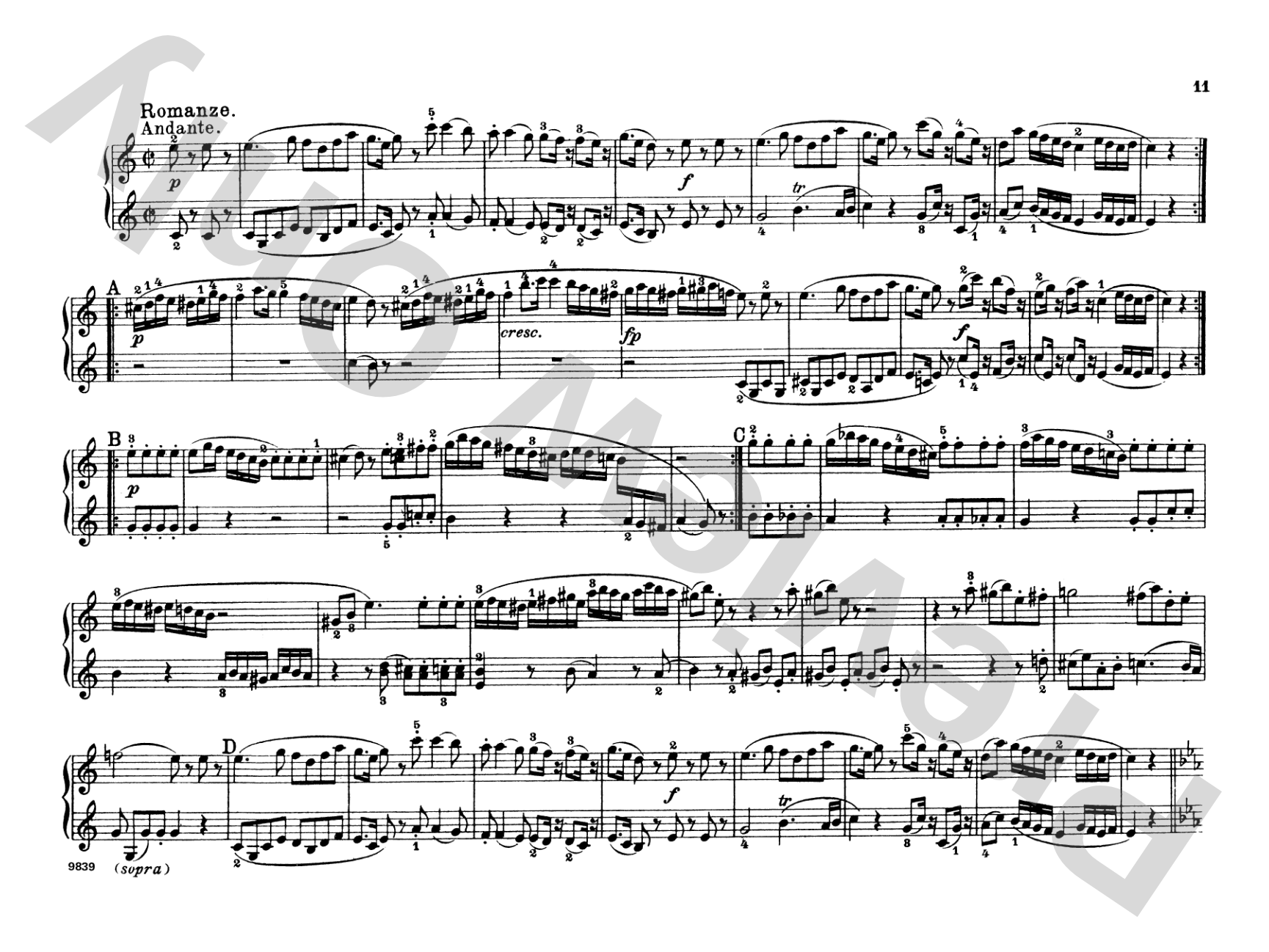 Mozart: Eine Kleine Nachtmusik (K.525): Piano Duet (1 Piano, 4 Hands) Comb Bound Book