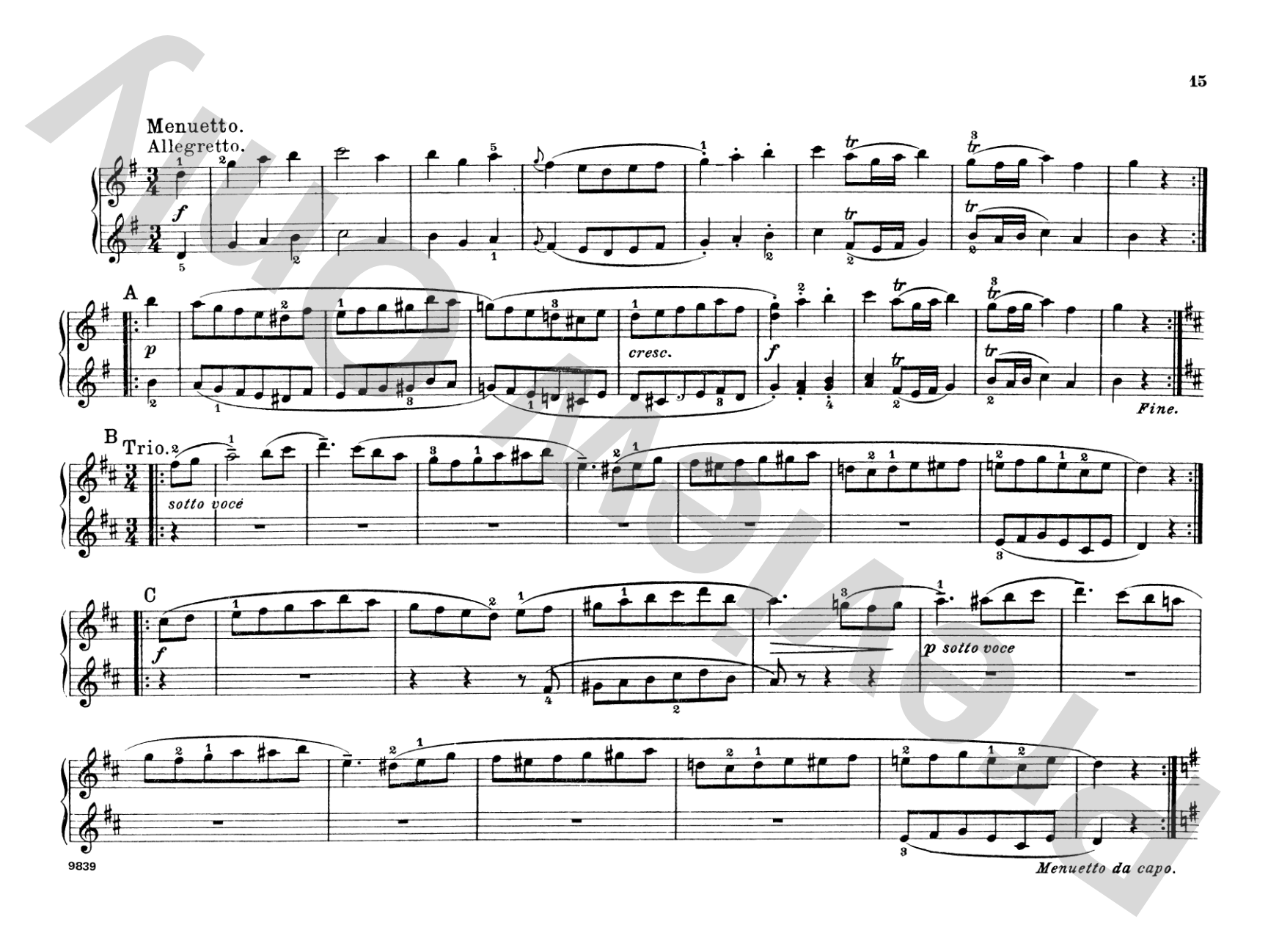 Mozart: Eine Kleine Nachtmusik (K.525): Piano Duet (1 Piano, 4 Hands) Comb Bound Book