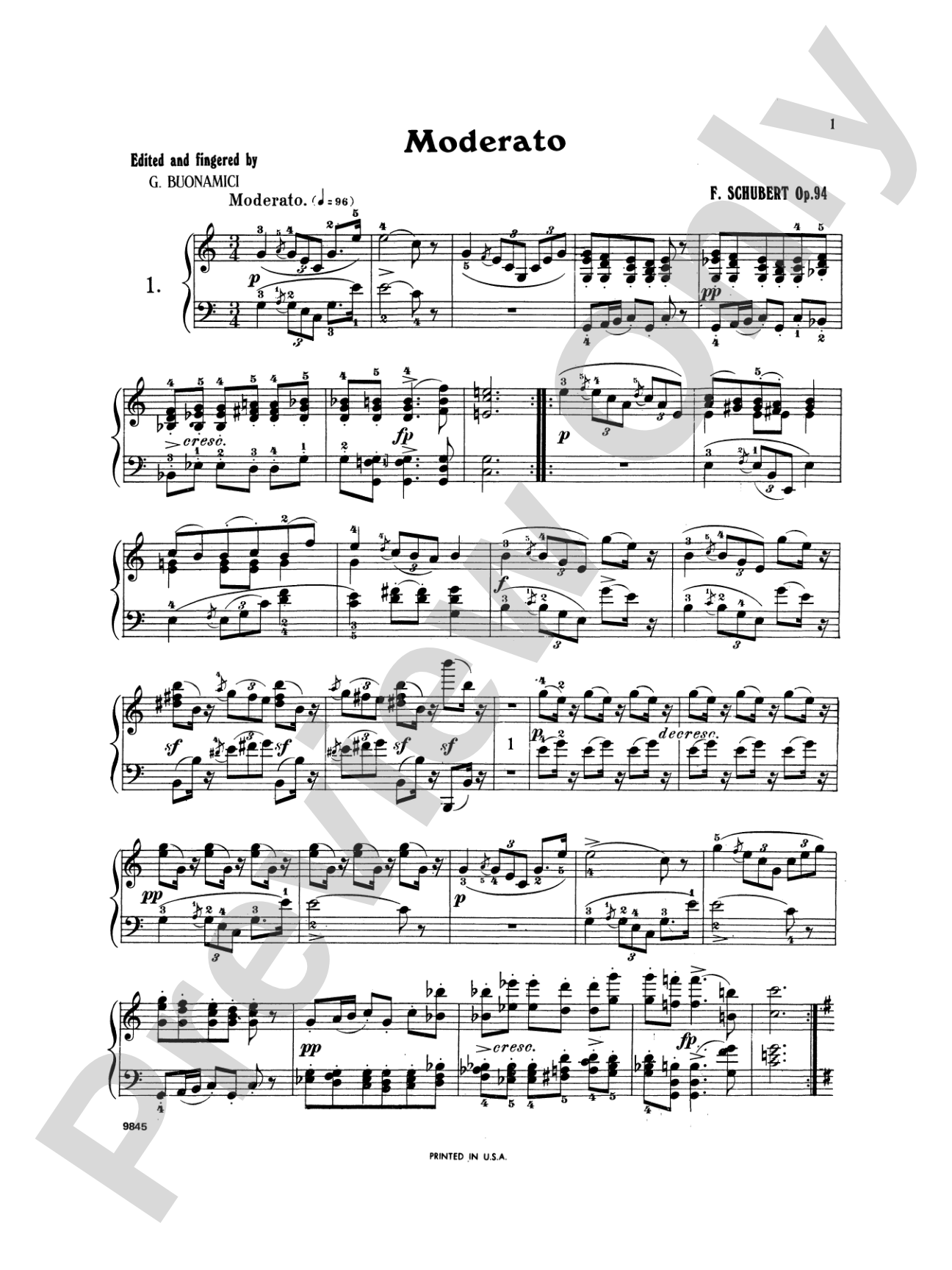 Schubert: Moments Musicaux, Op. 94: Piano Book