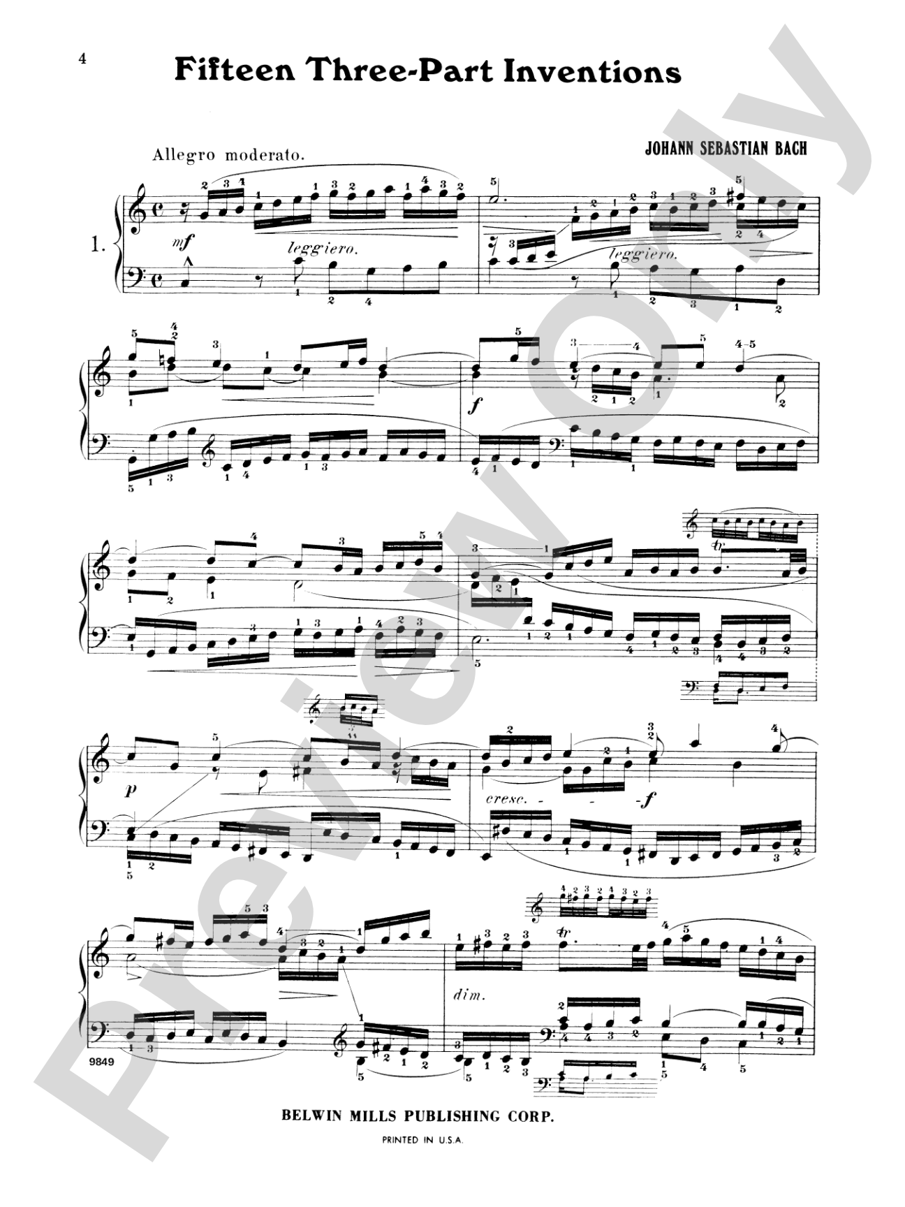 Bach: Three-Part Inventions (Ed. Mason): Piano Book