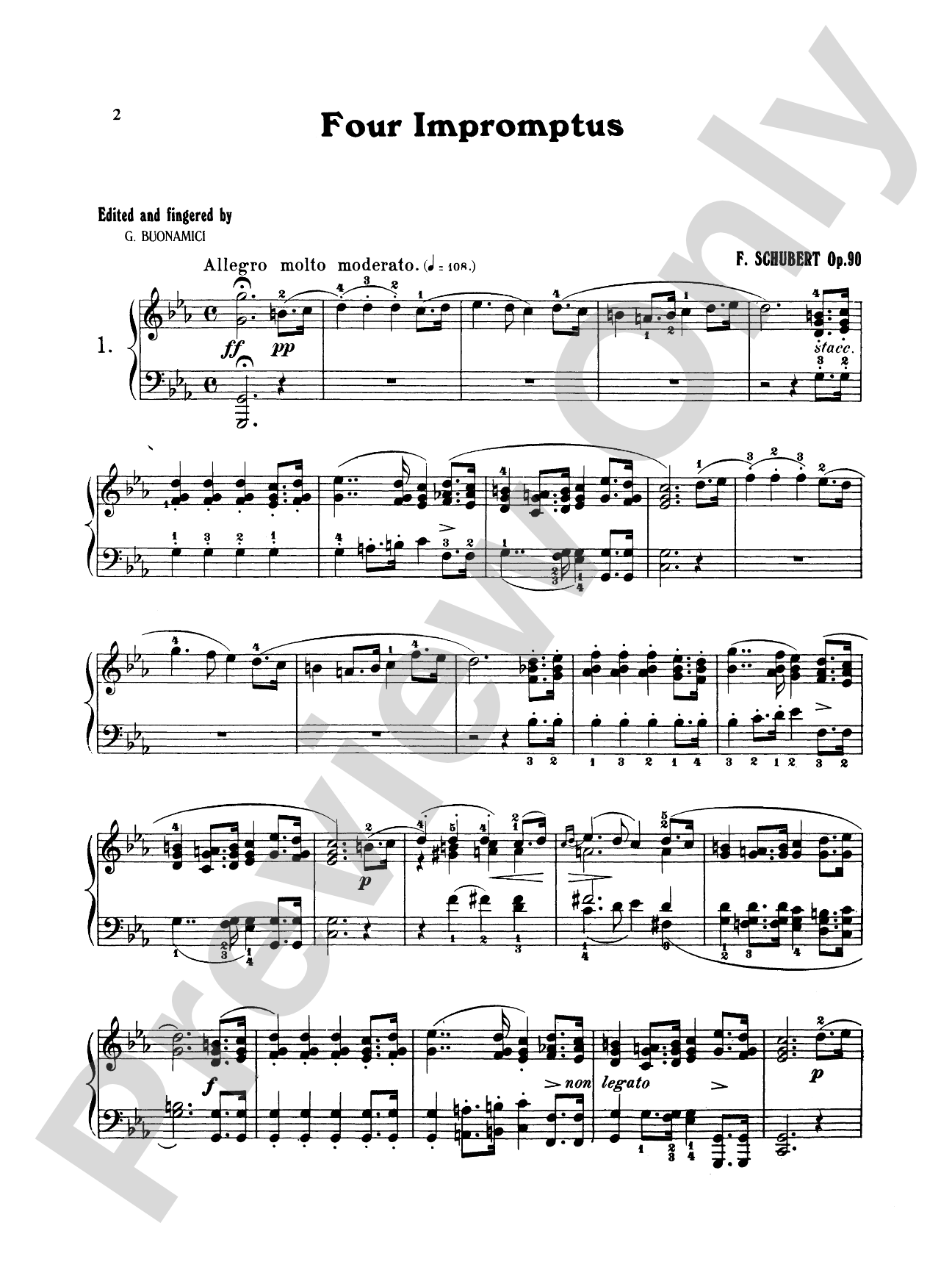 Schubert: Four Impromptus, Op. 90 (Ed. Giuseppe Buonamici): Piano Book