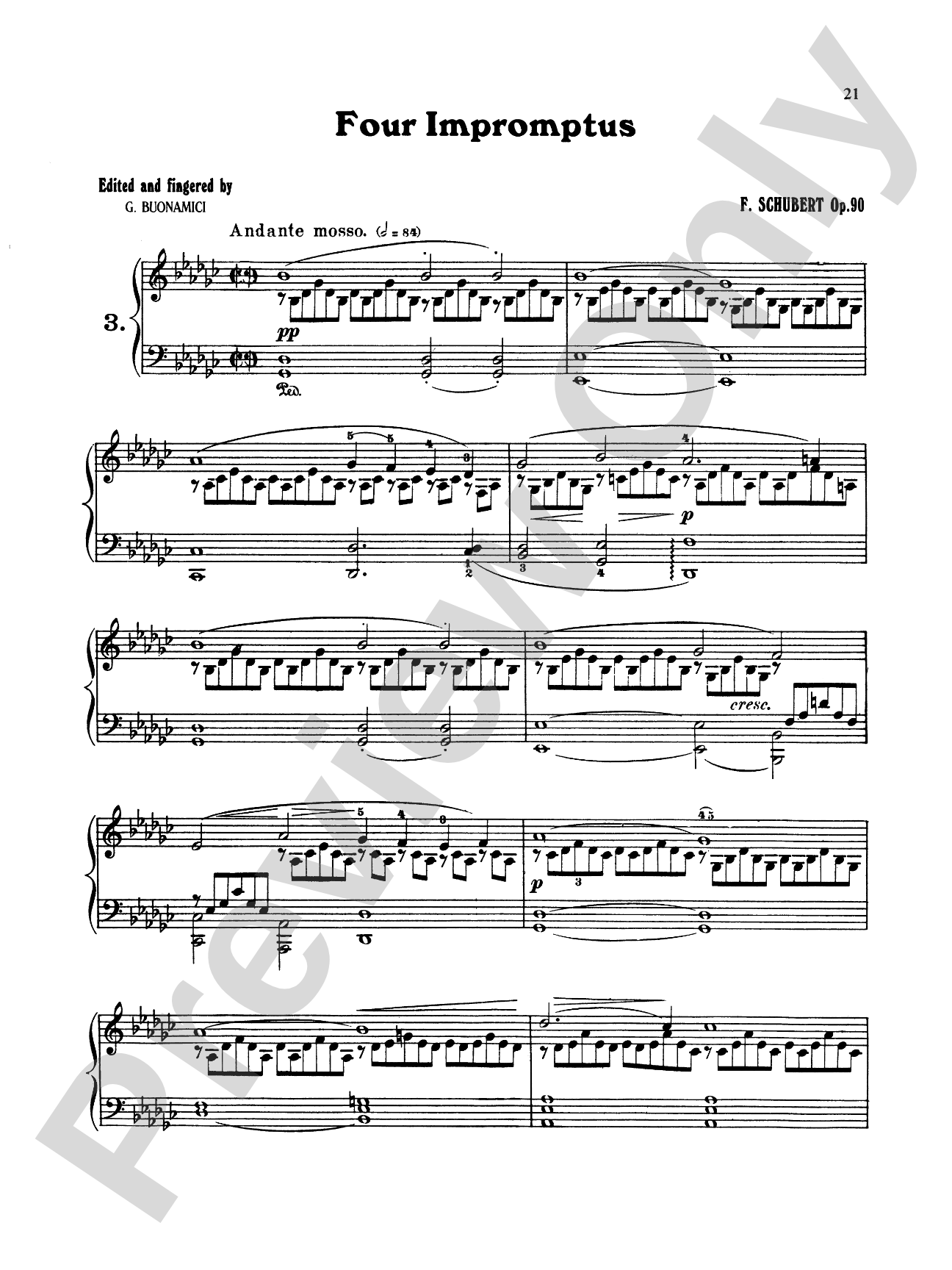 Schubert: Four Impromptus, Op. 90 (Ed. Giuseppe Buonamici)