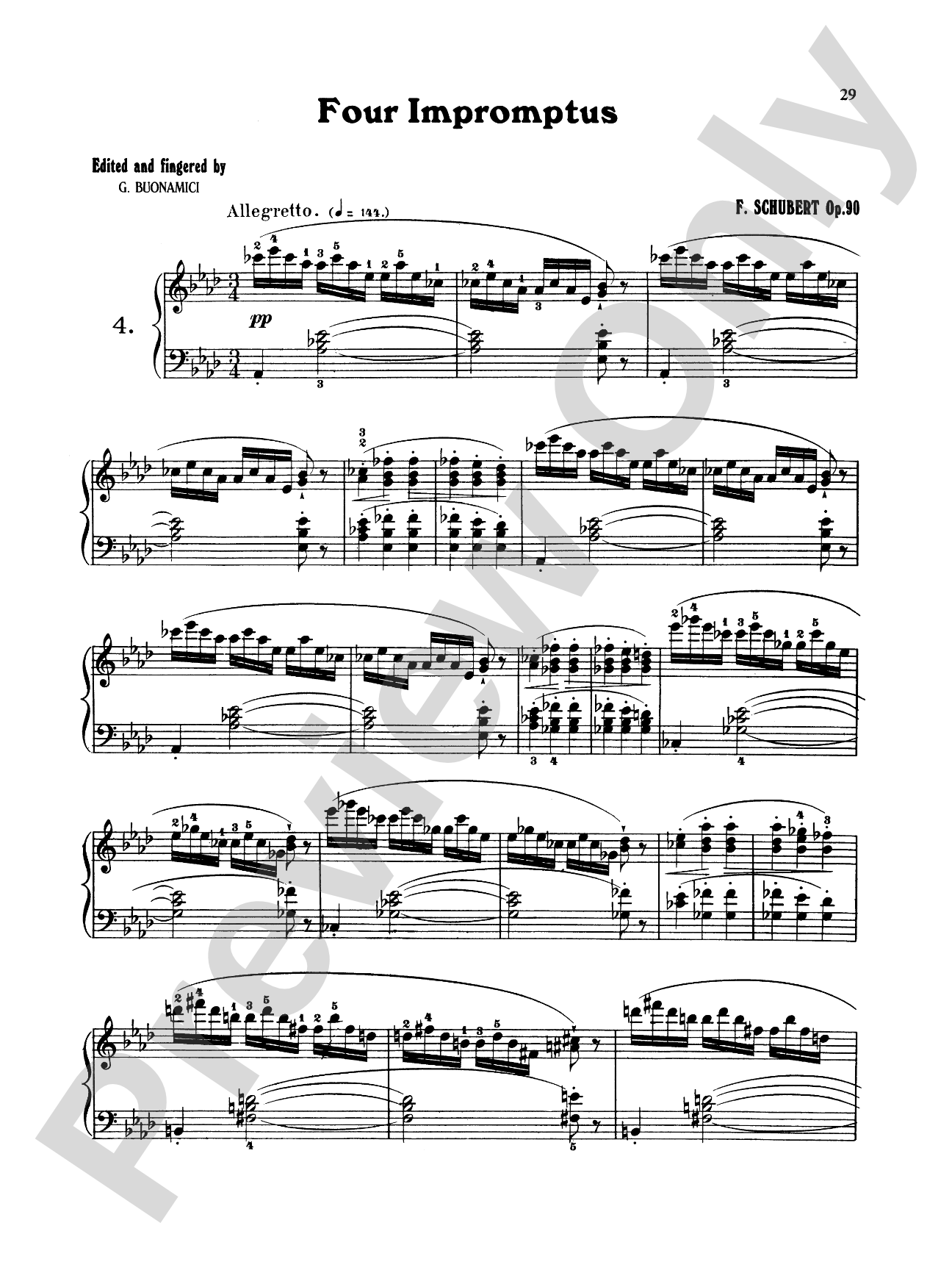 Schubert: Four Impromptus, Op. 90 (Ed. Giuseppe Buonamici)