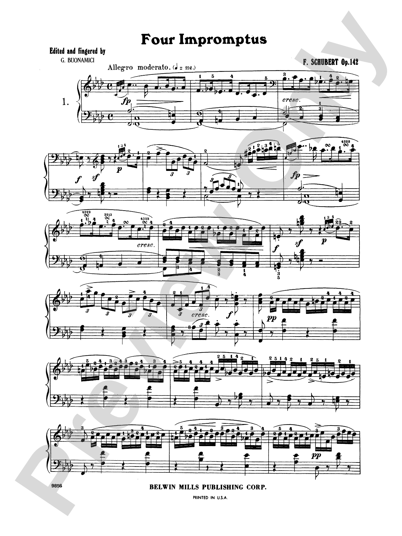 Schubert: Four Impromptus, Op. 142 (Ed. Giuseppe Buonamici): Piano Book