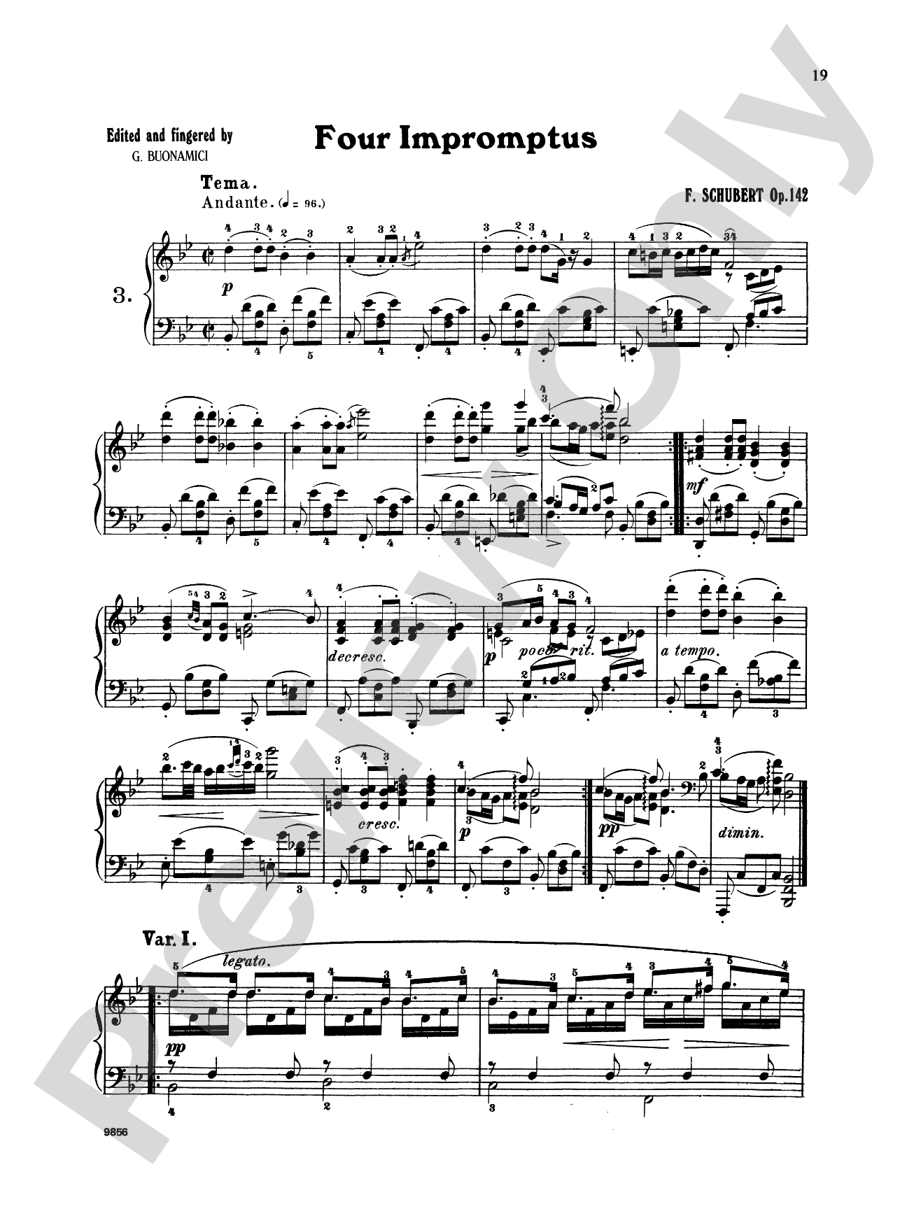 Schubert: Four Impromptus, Op. 142 (Ed. Giuseppe Buonamici)