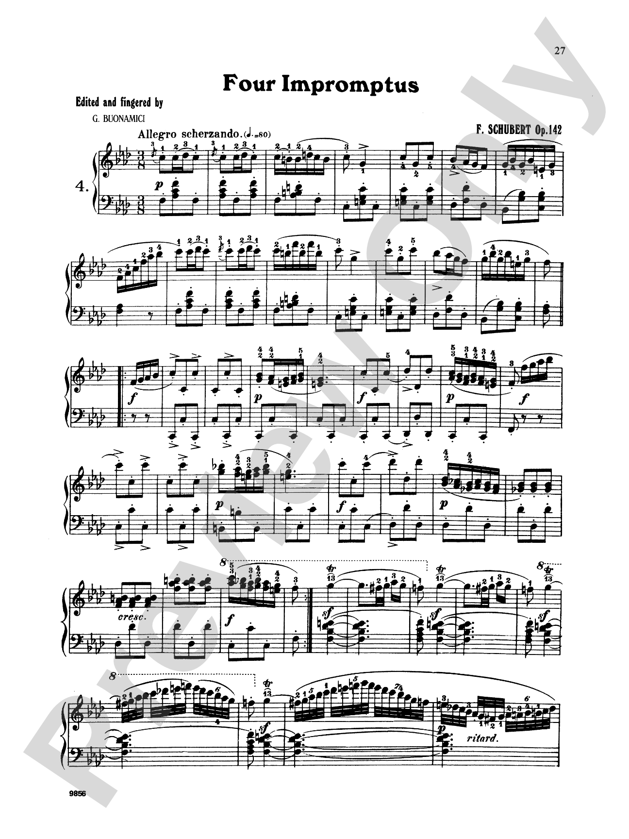 Schubert: Four Impromptus, Op. 142 (Ed. Giuseppe Buonamici)