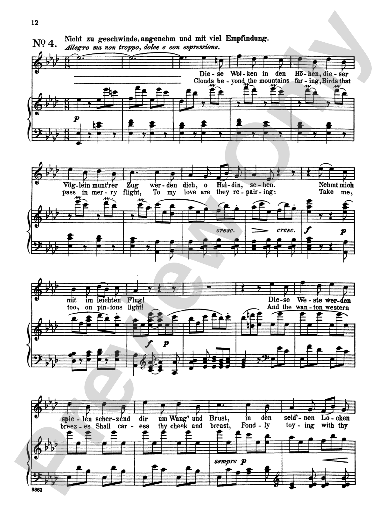 Beethoven: An Die Ferne Geliebte (To the Distant Beloved), Op. 98 (High voice, German/English): High Voice Book