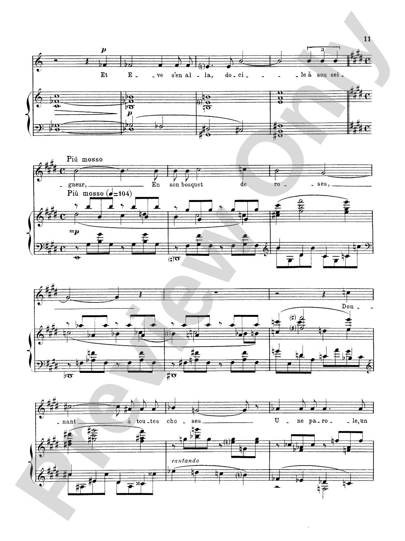 Fauré: La Chanson D'Eve (French): Vocal Book