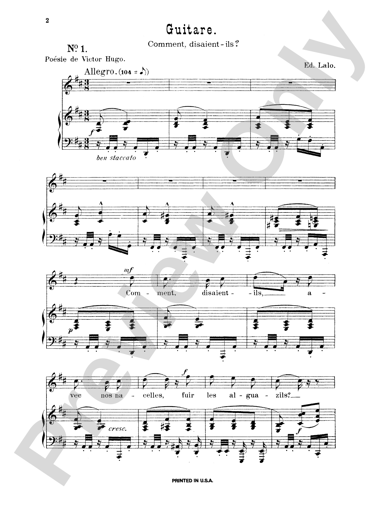 Lalo: Songs for Voice and Piano (French): Vocal Book