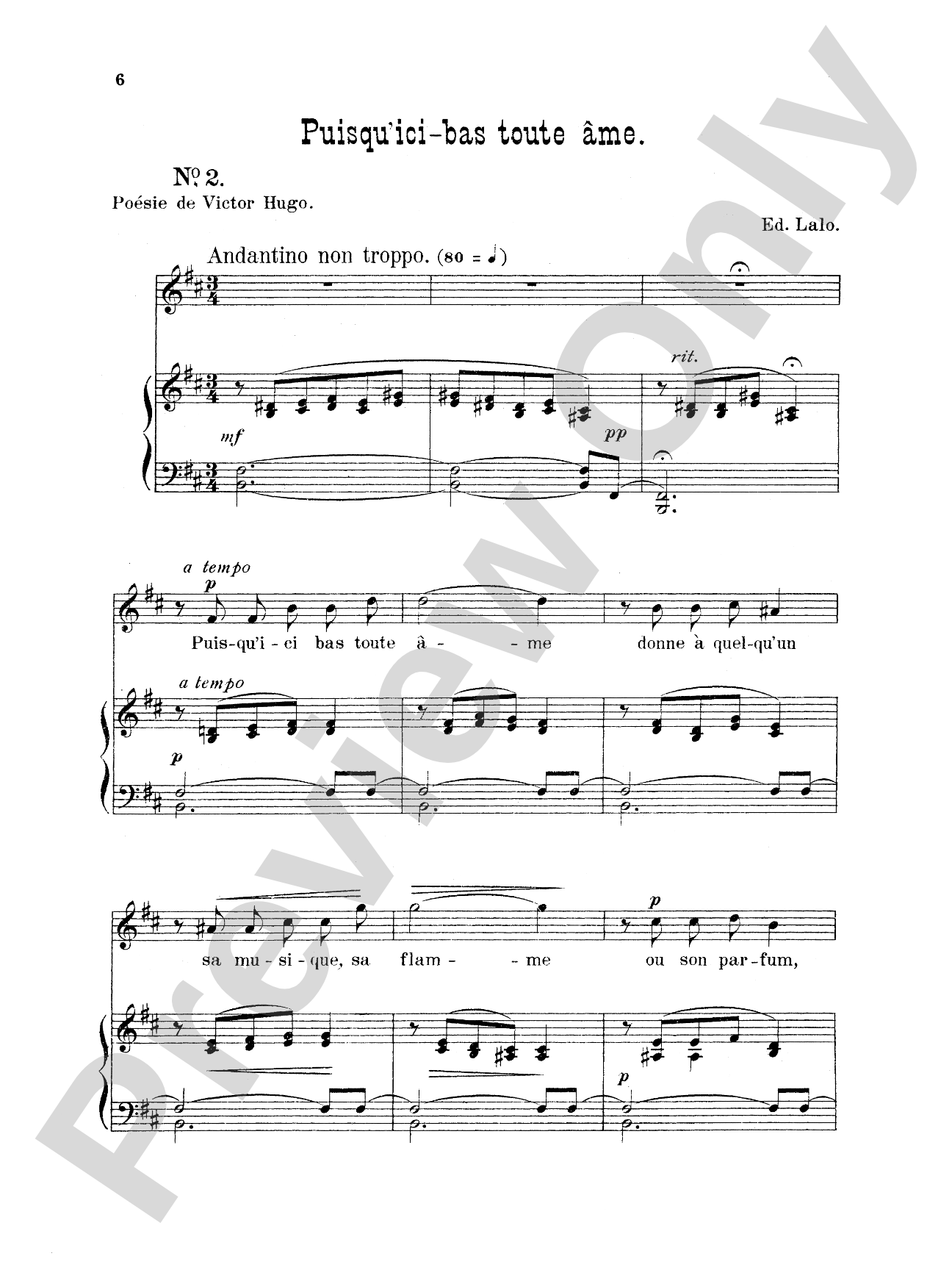 Lalo: Songs for Voice and Piano (French)