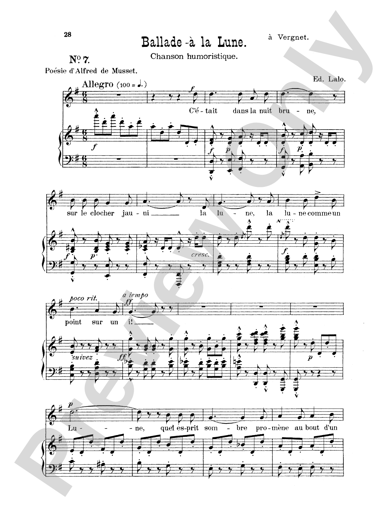 Lalo: Songs for Voice and Piano (French)
