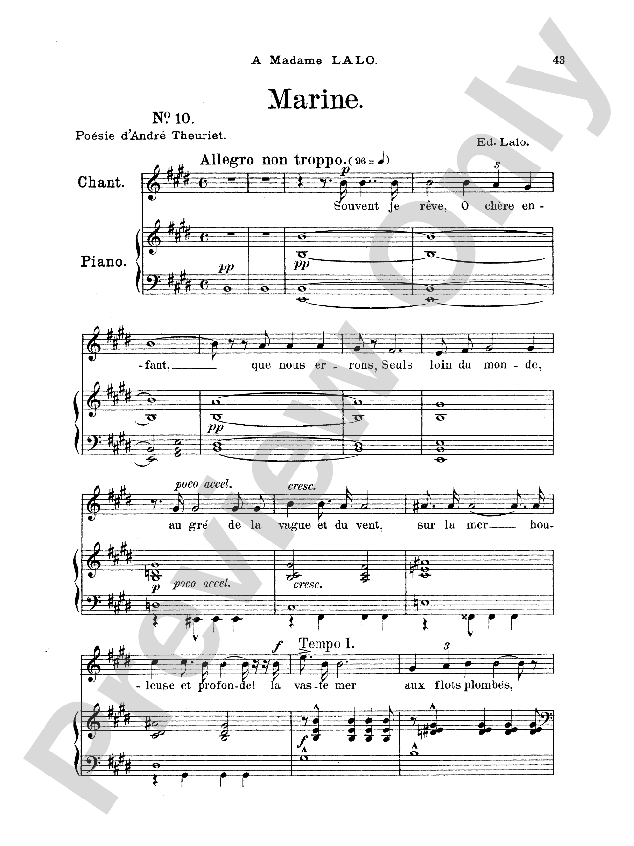 Lalo: Songs for Voice and Piano (French)