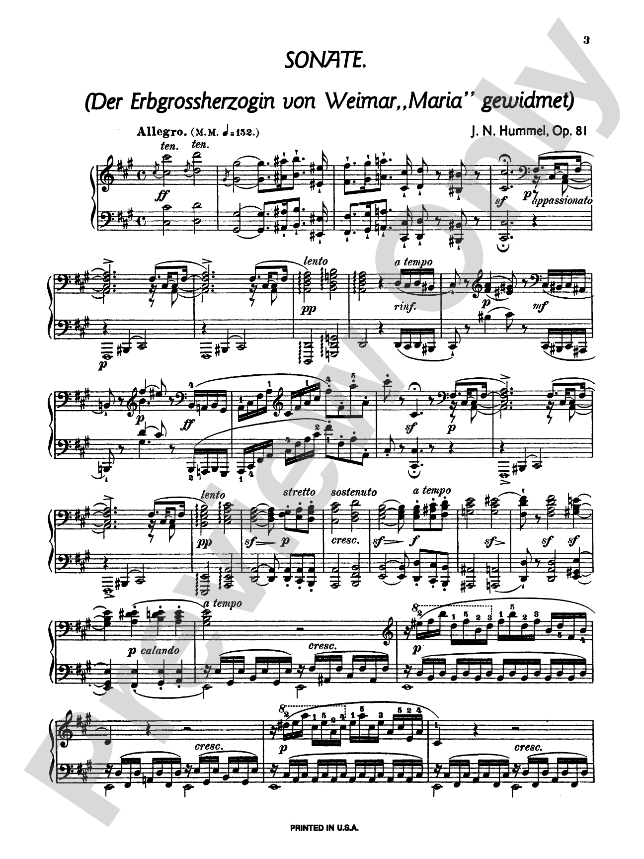 Hummel: Sonatas and Pieces (Volume II): Piano Book