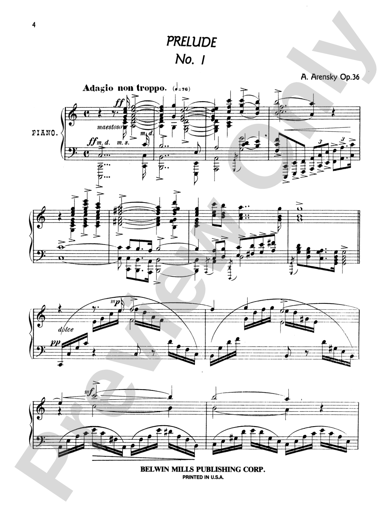 Arensky: Twenty-four Morceau Characteristiques, Op. 36: Piano Book