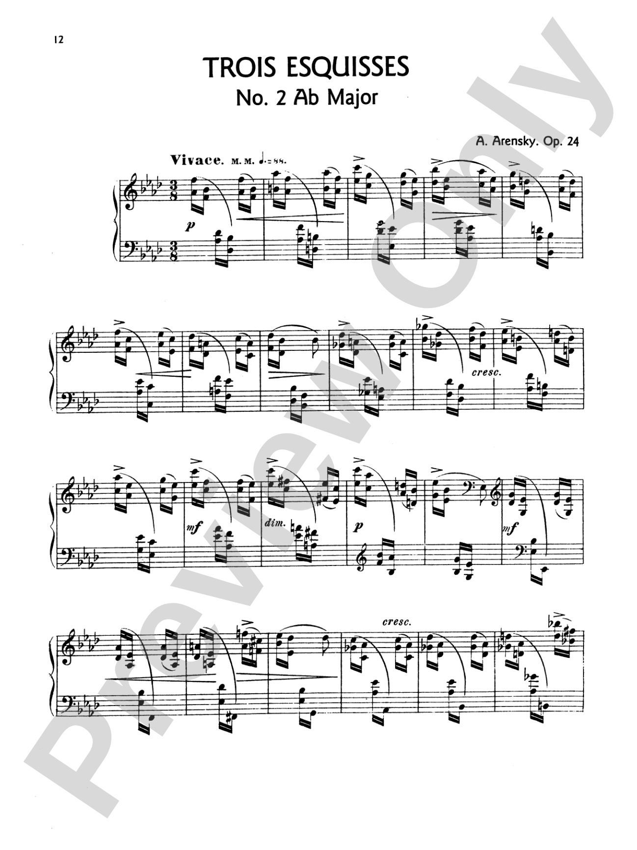 Arensky: Trois Esquisses, Op. 24
