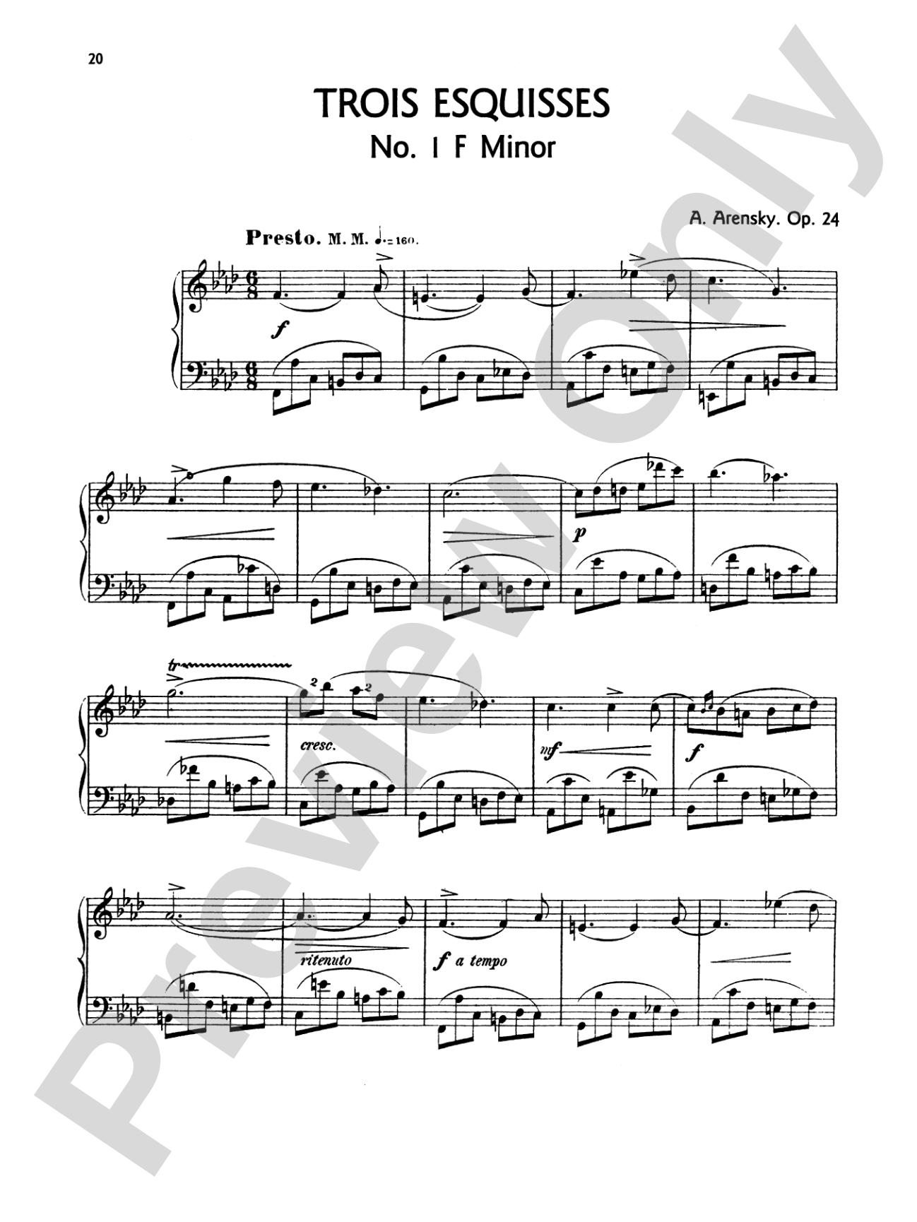 Arensky: Trois Esquisses, Op. 24