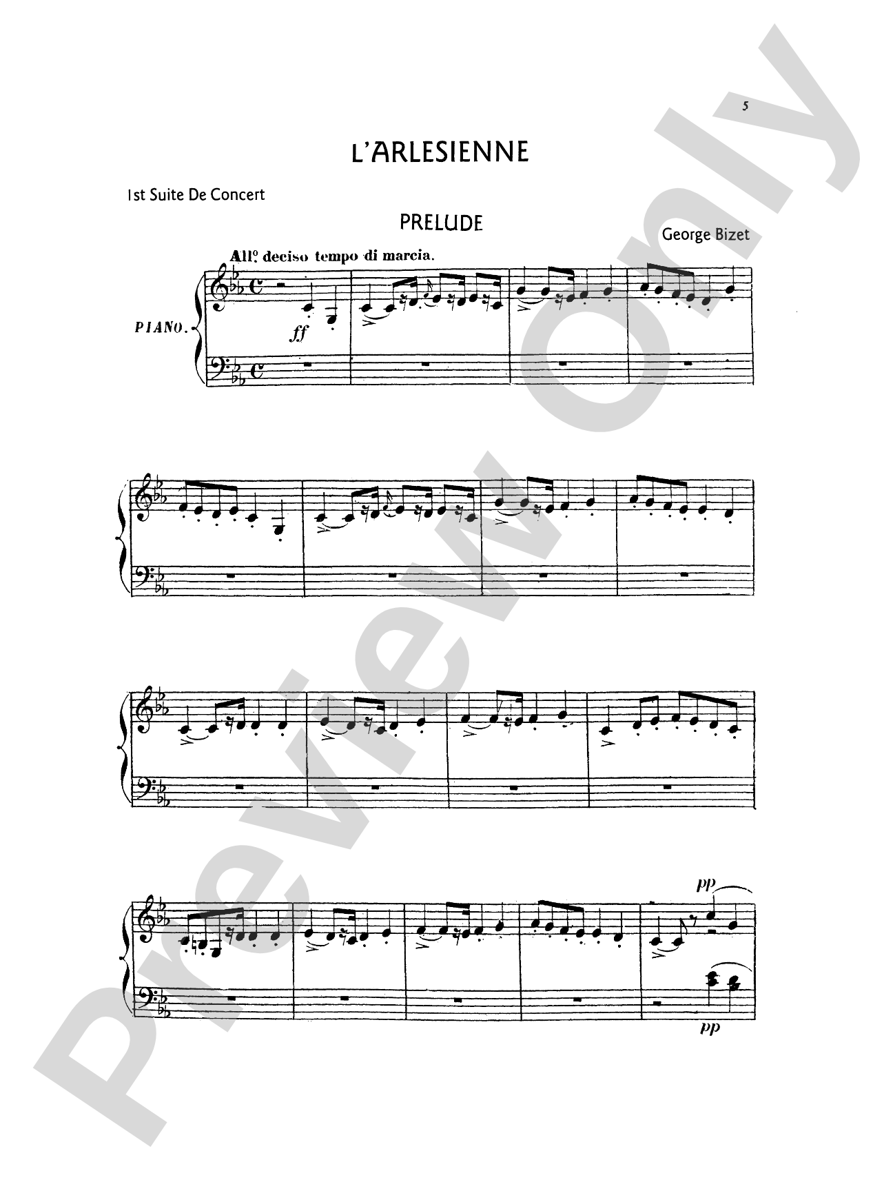 Bizet: L'Arlesienne Suites Nos. 1 & 2: Piano Book