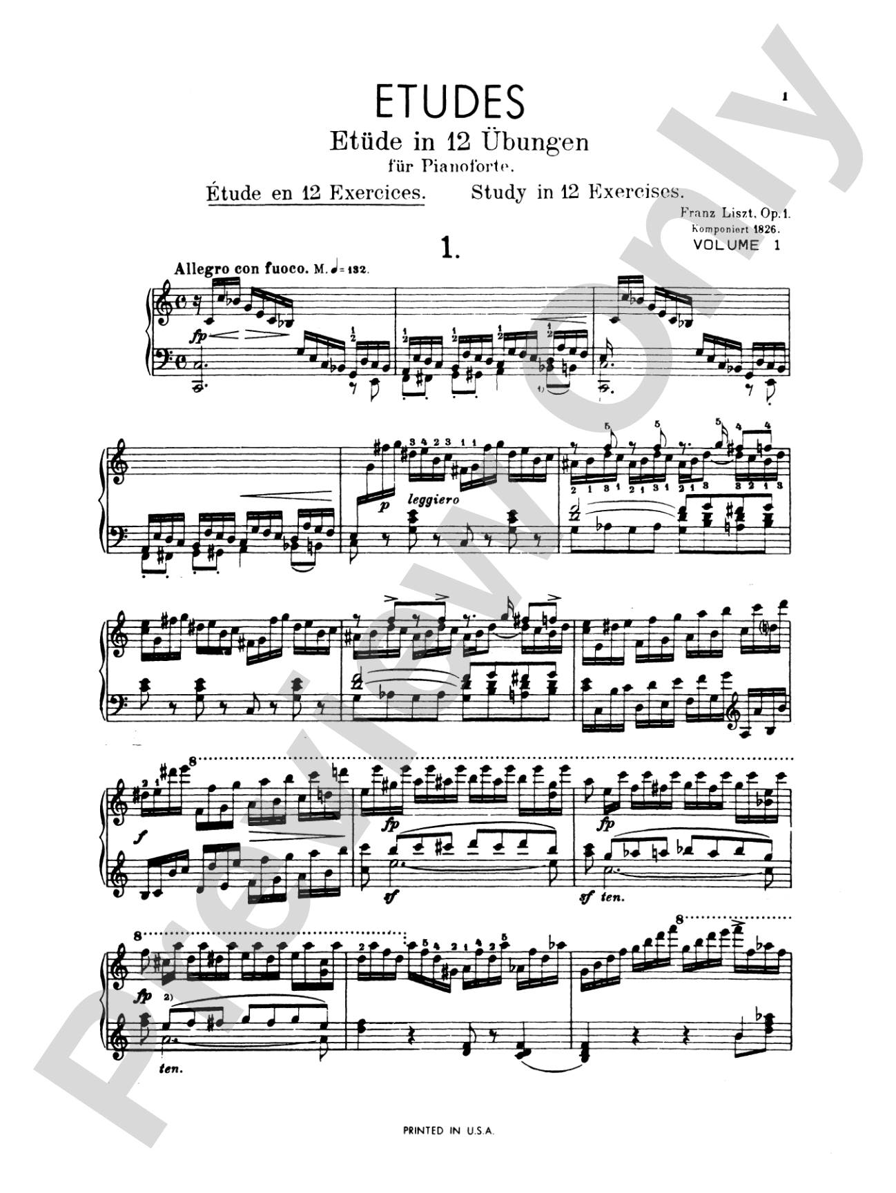 Liszt: Etudes (Volume I): Piano Book