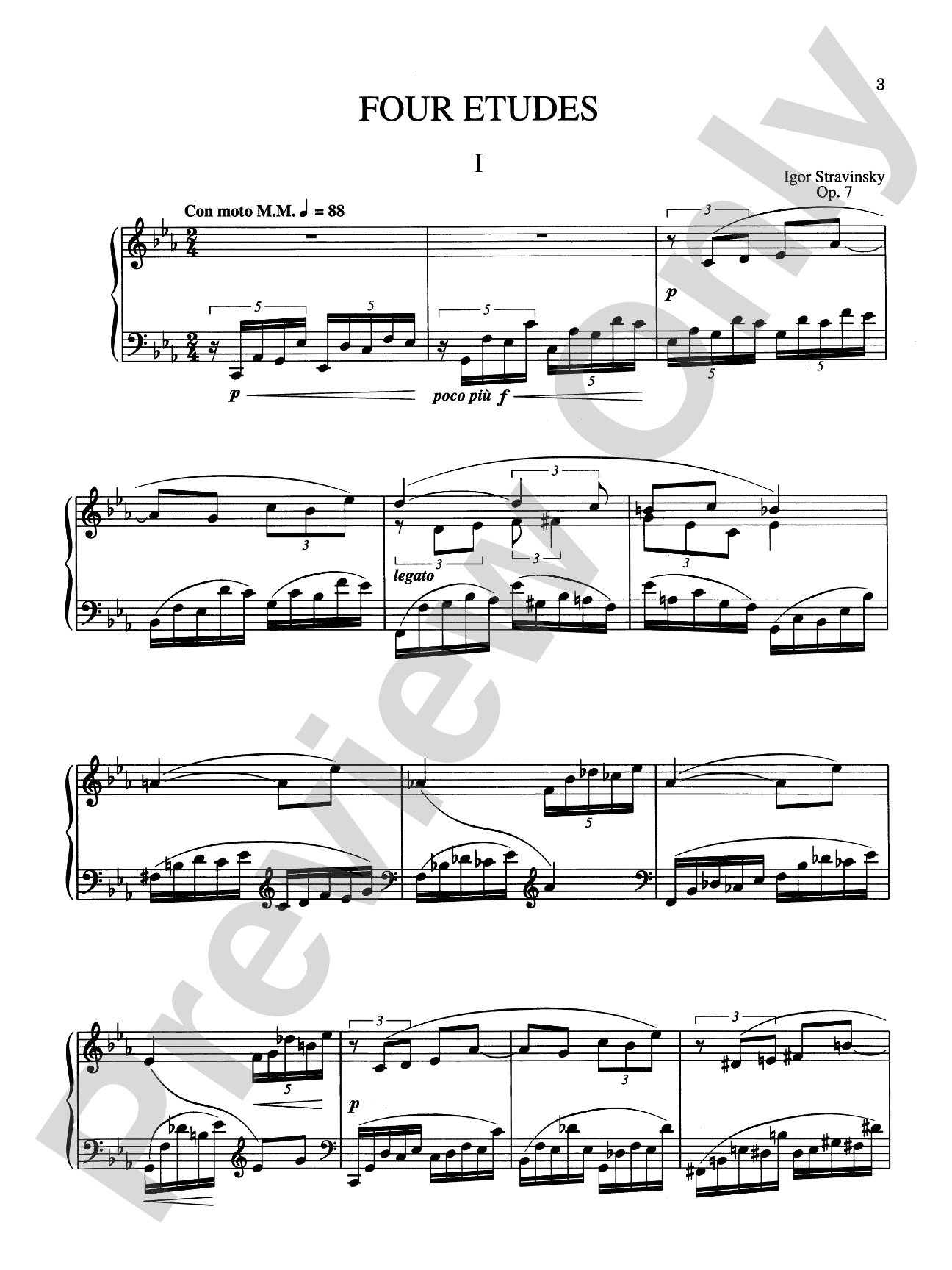 Stravinsky: Four Etudes, Op. 7: Piano Book
