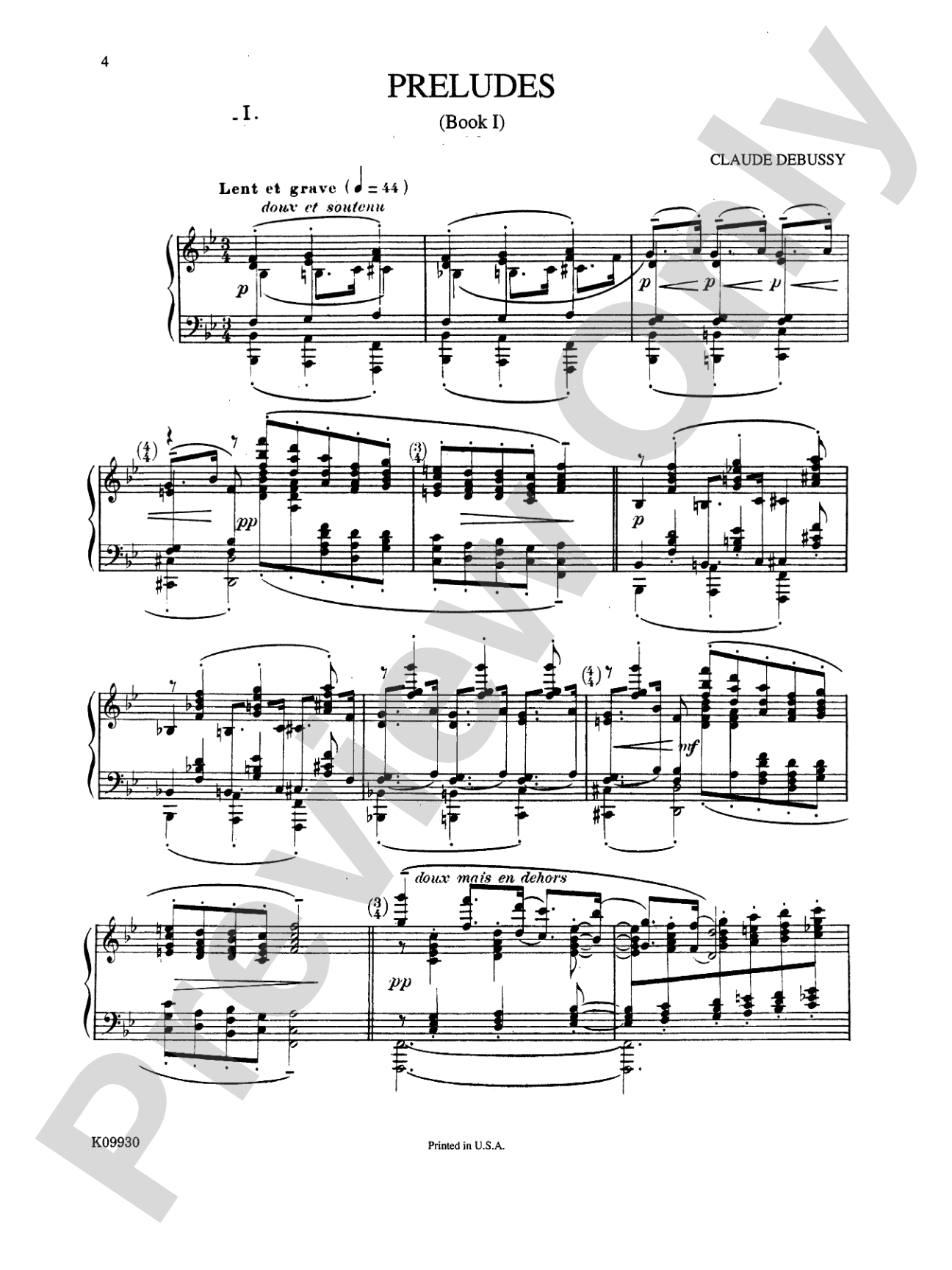 Debussy: Preludes (Volume I): Piano Book